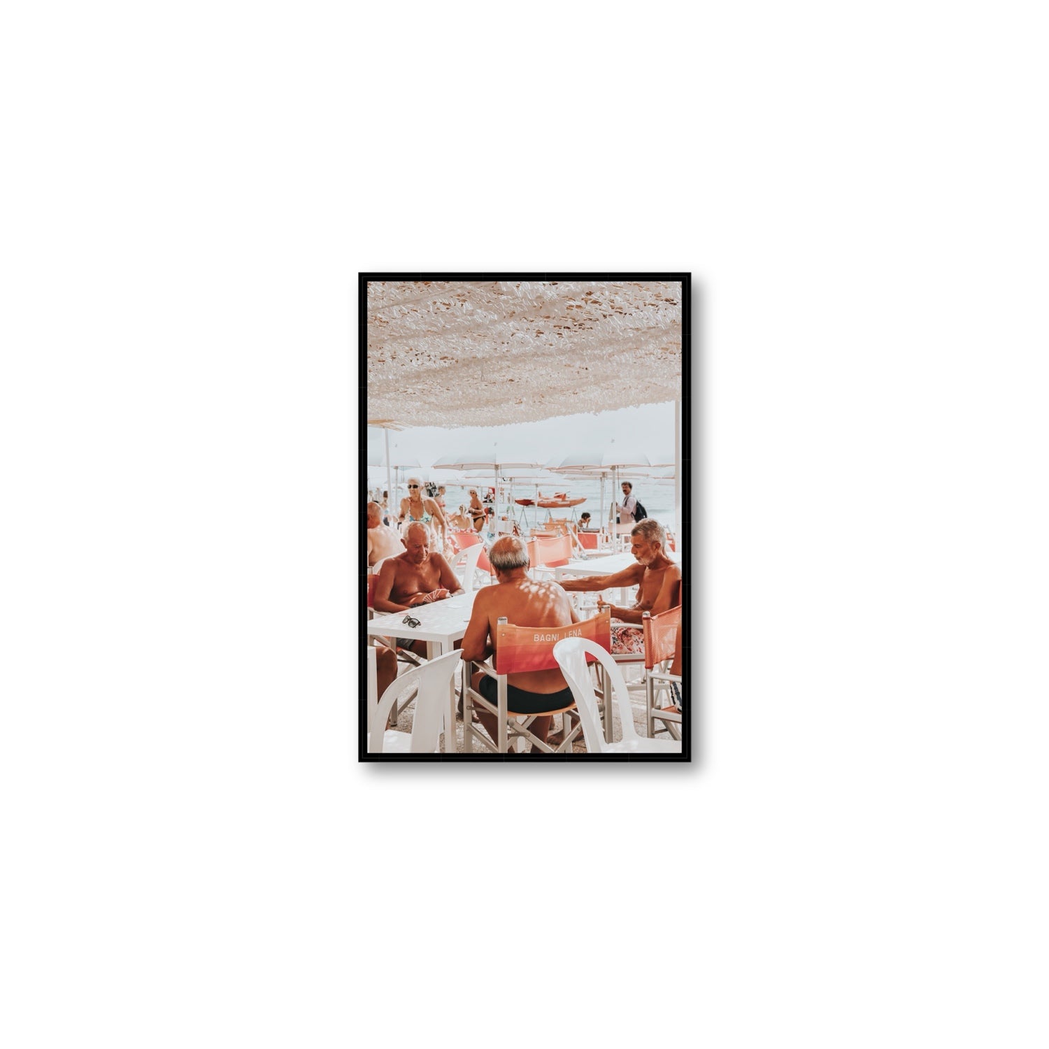 The Players fine art print, Alassio, Italy, Medium, Black Float Frame, Fine Art Canvas
