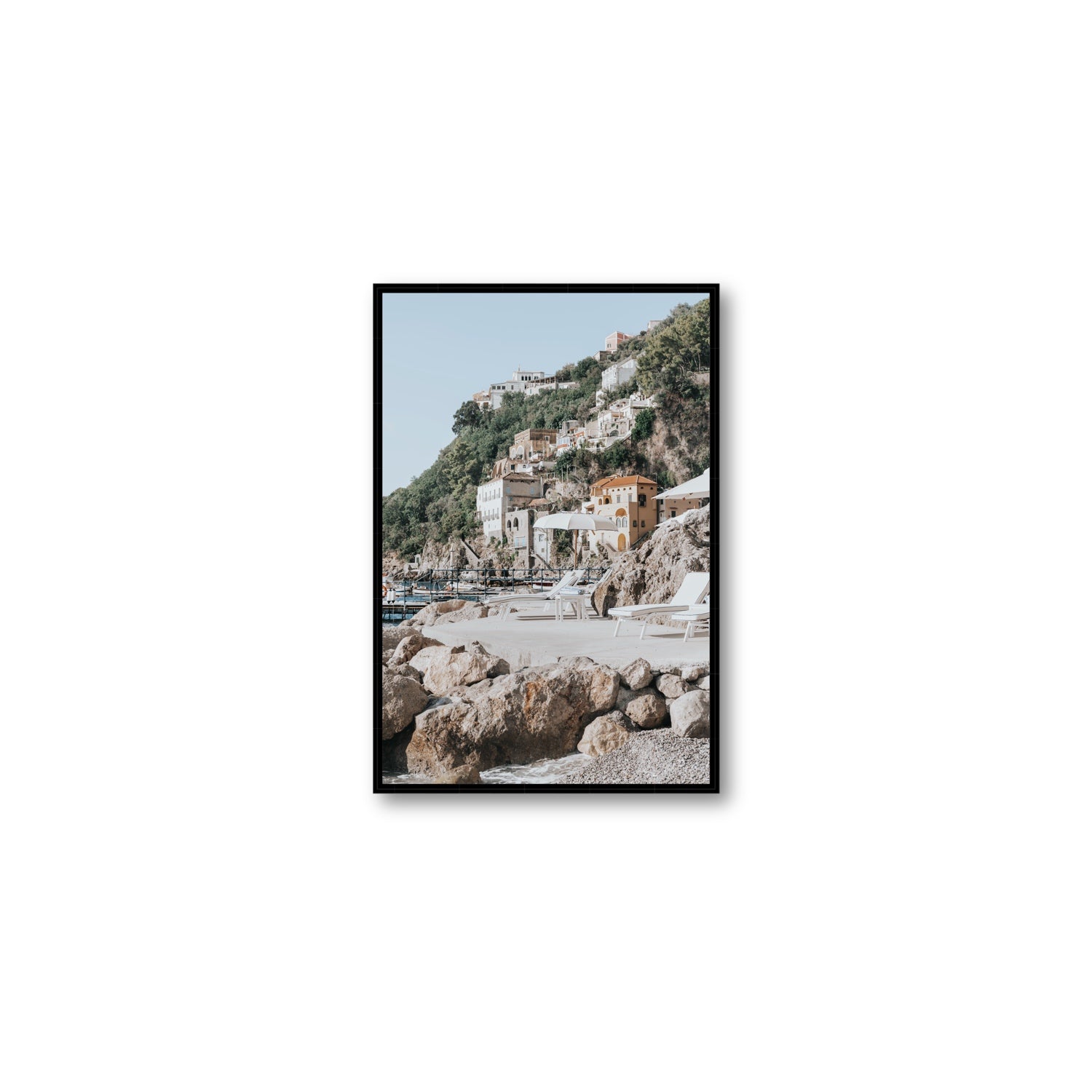Dolce Coast Amalfi travel photography wall art medium fine art canvas in black float frame