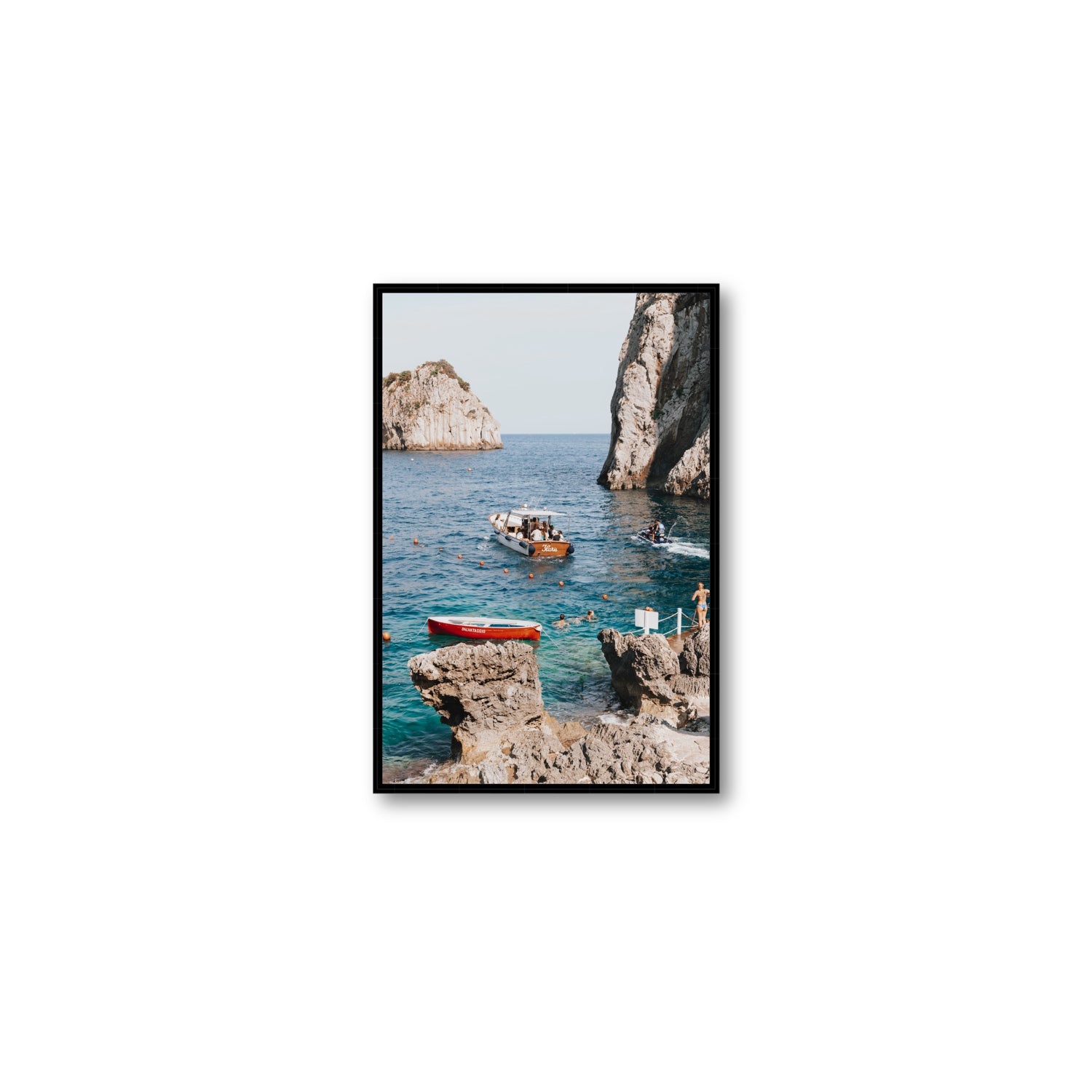 Set Sail fine art print, Capri, Italy, Medium, Black Float Frame, Fine Art Canvas