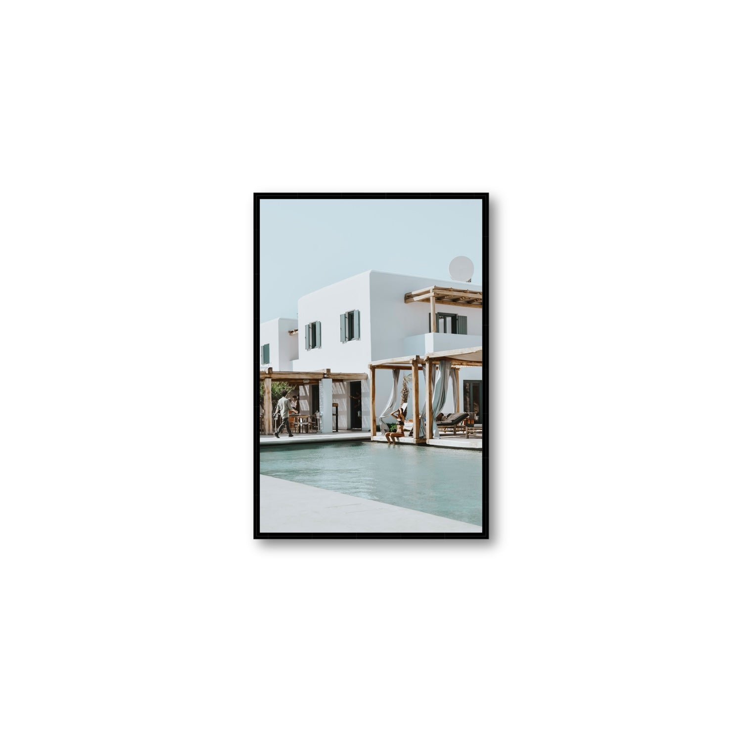 Aphrodite Mykonos Greek island wall art Medium fine art canvas in black float frame