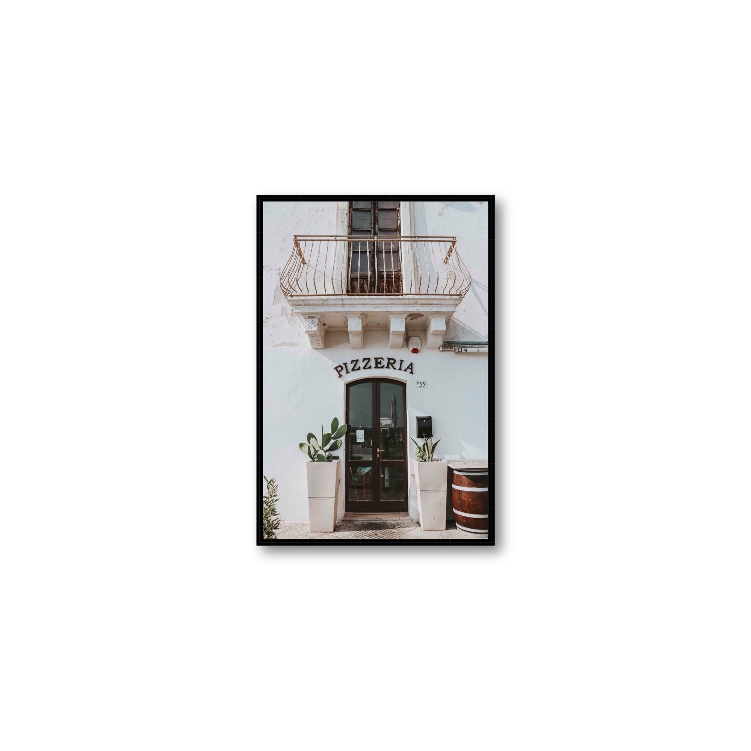 Pizzeria Puglia Italian wall art Medium fine art canvas in black float frame