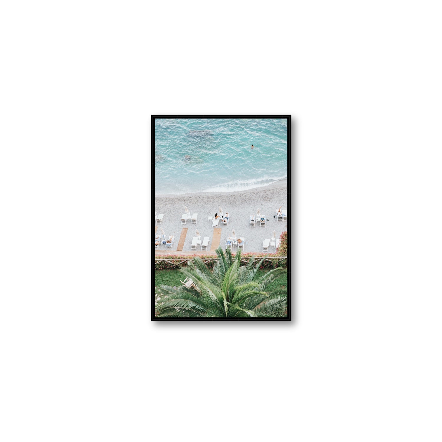 Paradiso Amalfi Mediterranean wall art Medium fine art canvas in black float frame