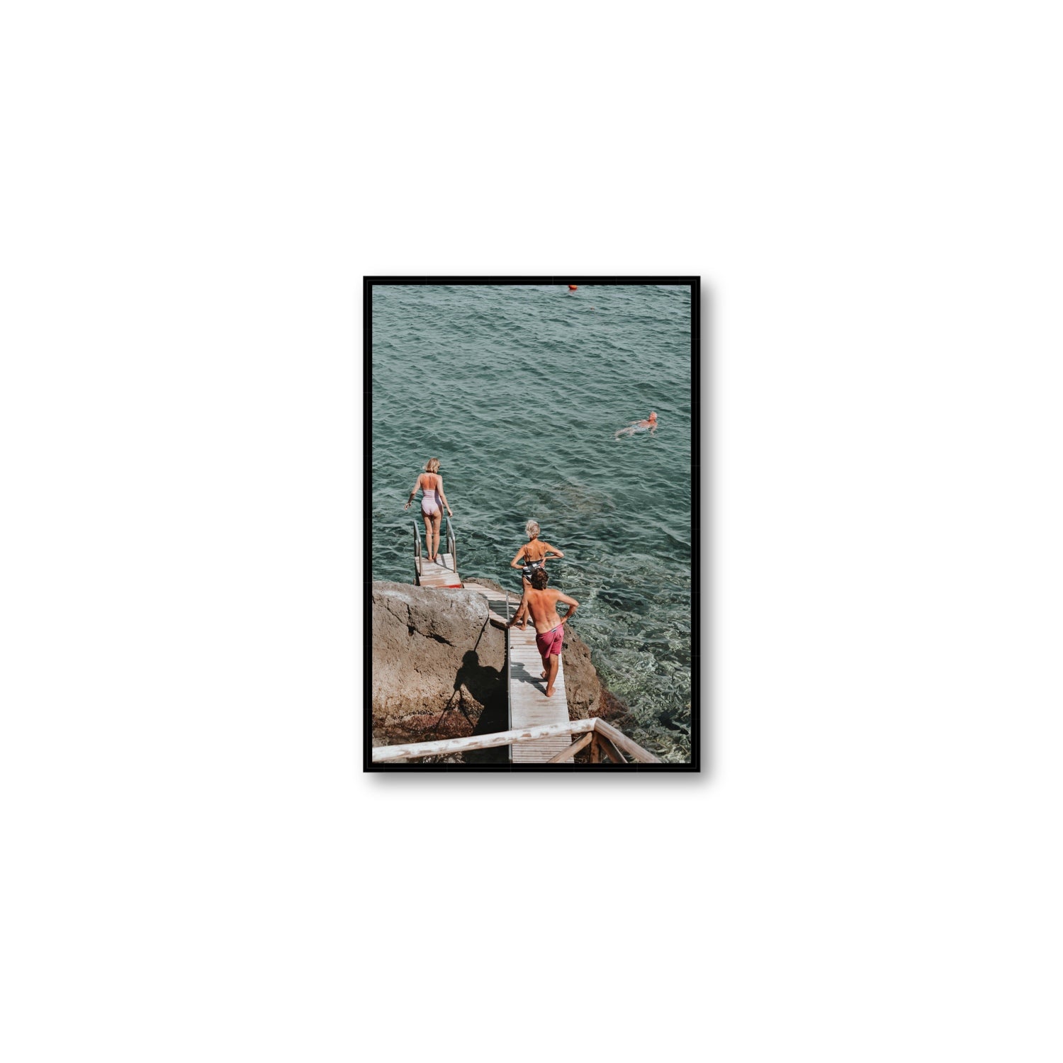 Freewheeling Spirit Tuscany coastal Italian wall art Medium fine art canvas in black float frame