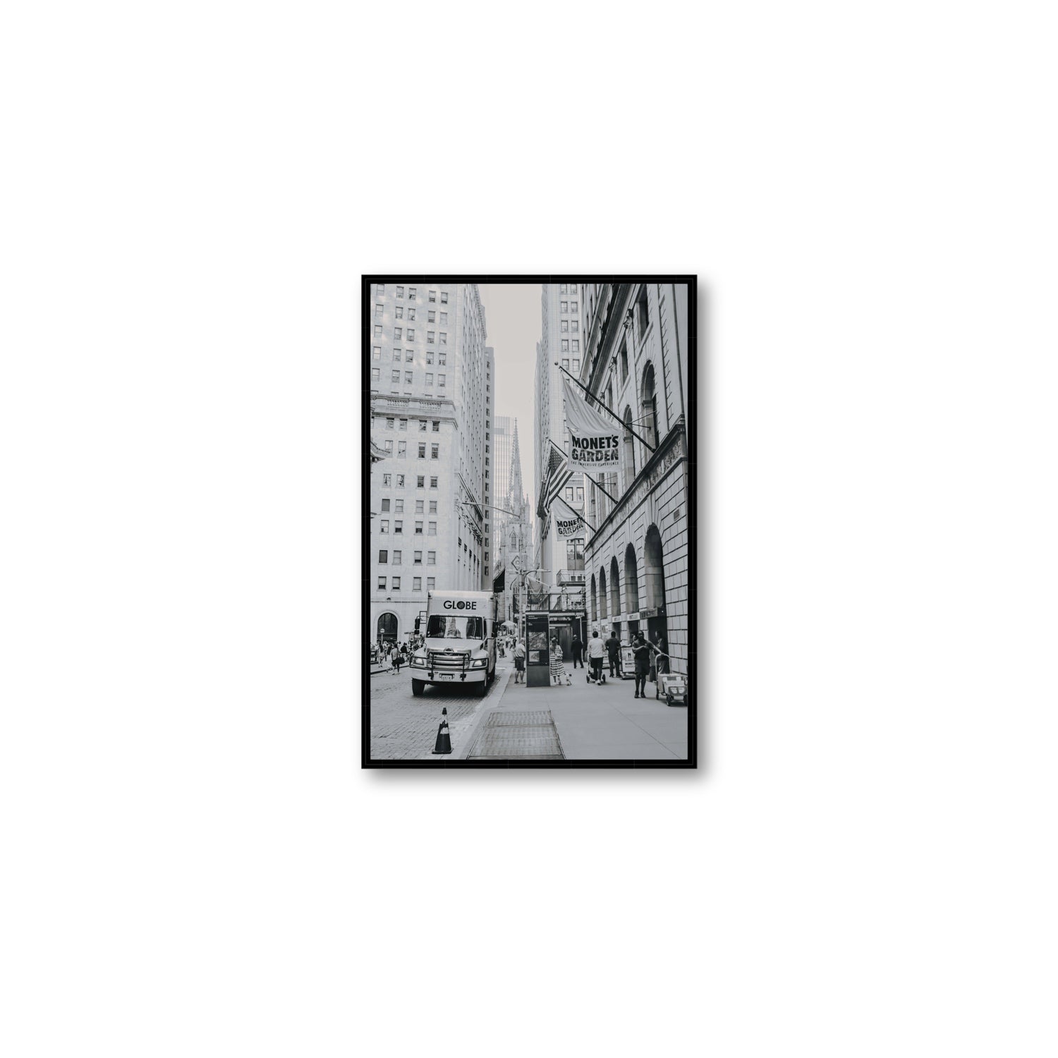 Metropolitan Monotone New York NYC Black & White wall art Medium fine art canvas in black float frame