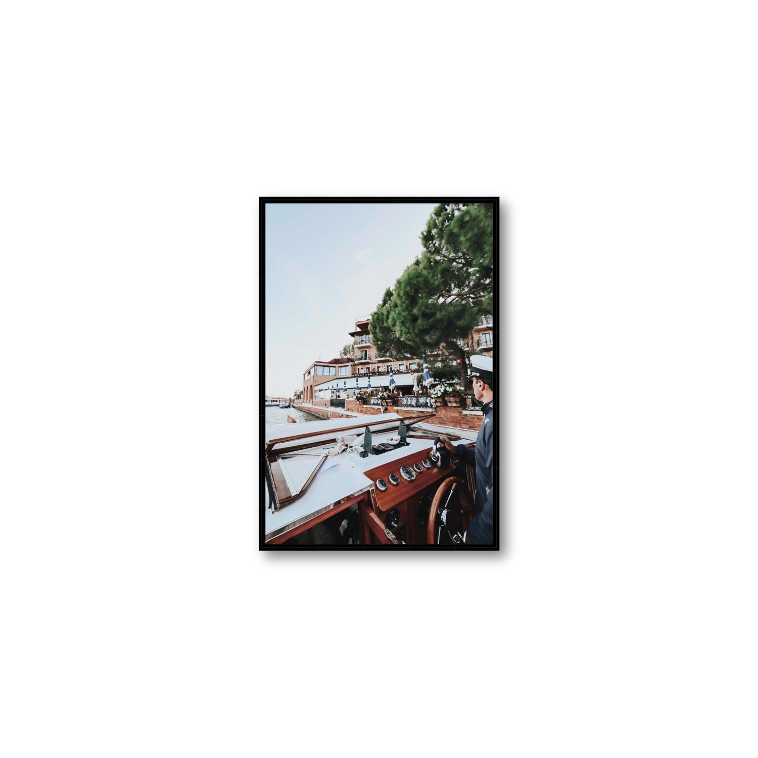The Driver Venice Canal Italian wall art Medium fine art canvas in black float frame