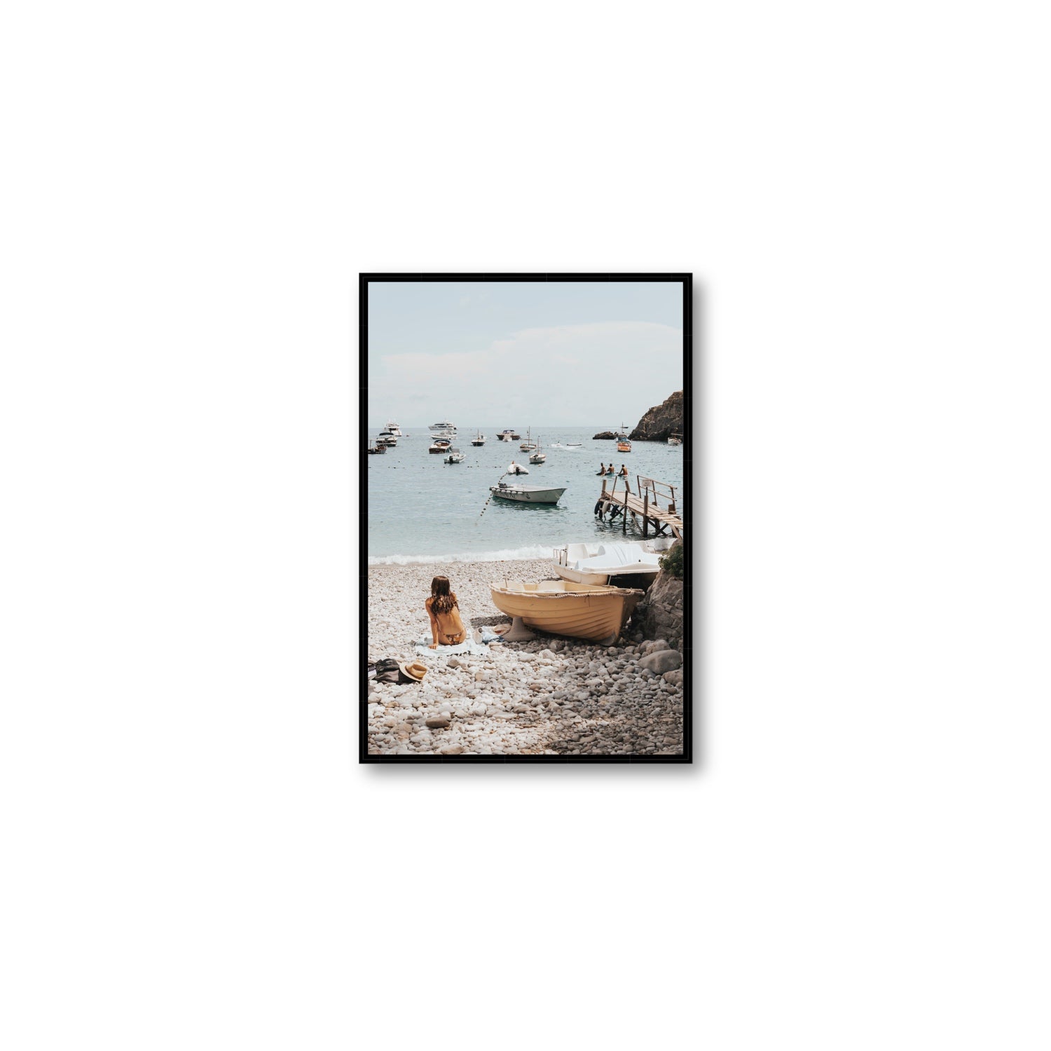 Solo Sojourn Nerano wall art Medium fine art canvas in black float frame