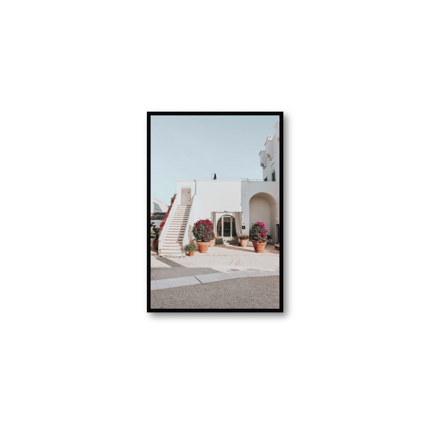Scala Fiorita Puglia Mediterranean wall art Medium fine art canvas in black float frame