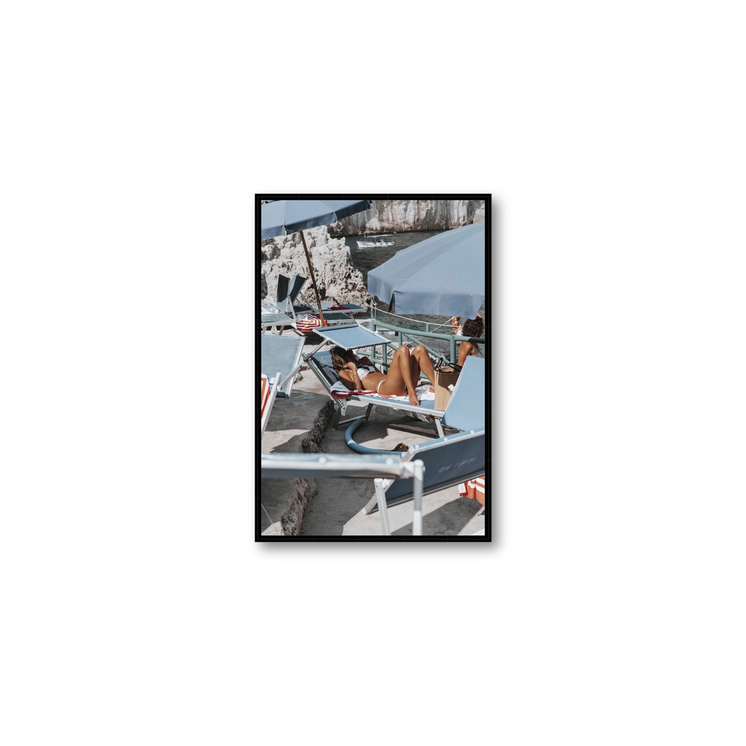 Beach Babe fine art print, Capri, Italy, Medium, Black Float Frame, Fine Art Canvas