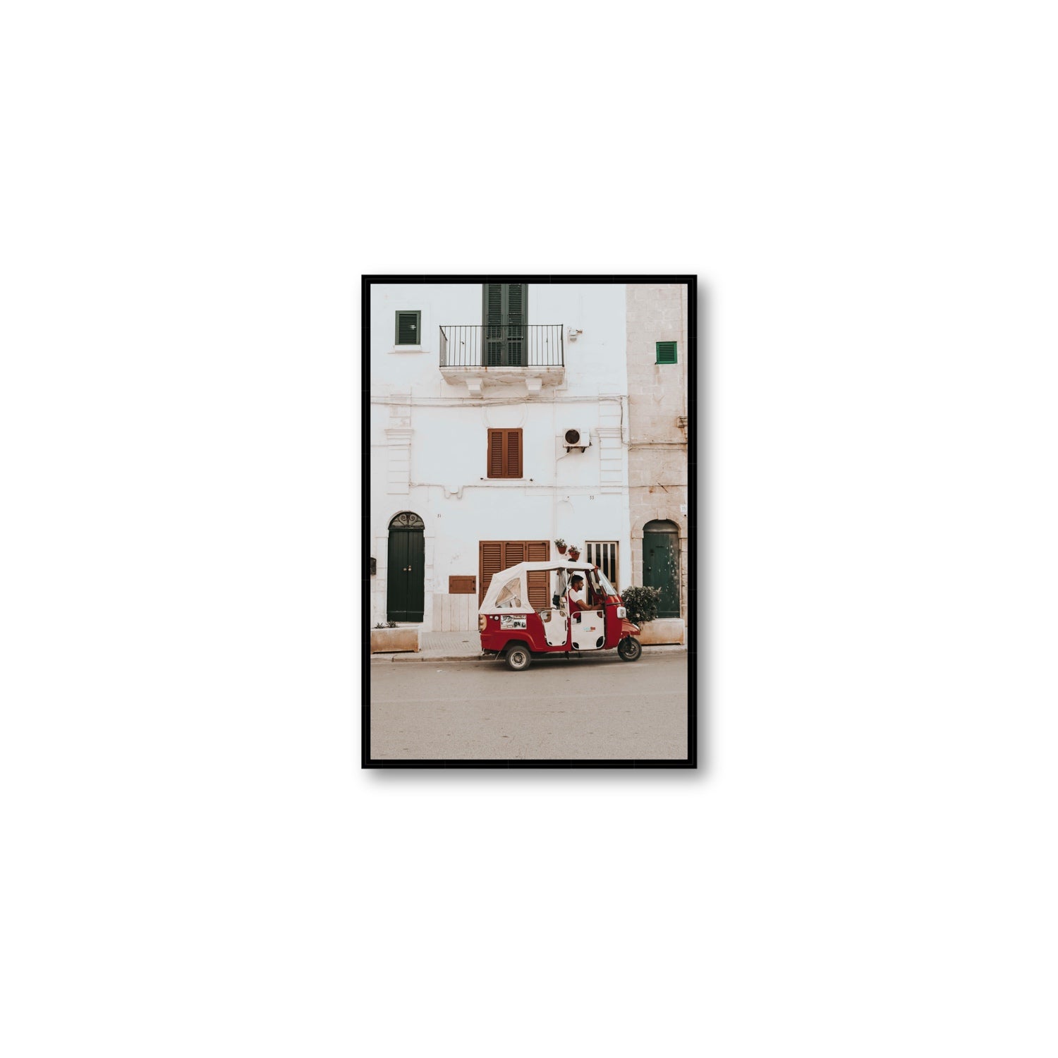 Groovy Piaggio Puglia Italian wall art Medium fine art canvas in black float frame