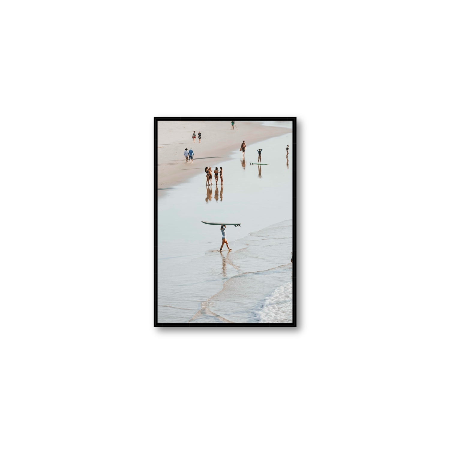 Bailey Byron Bay beach coastal decor wall art Medium fine art canvas in black float frame