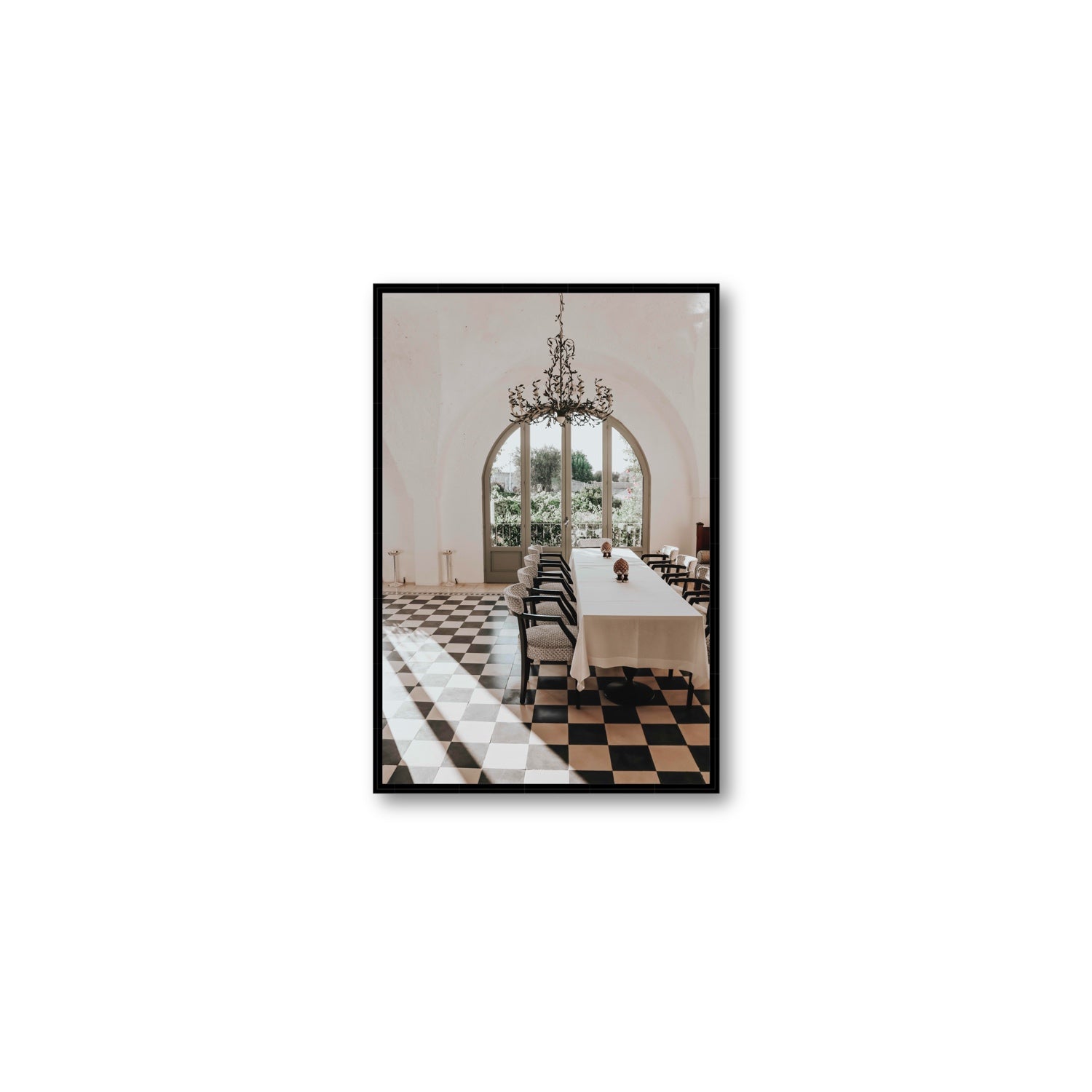 Sunbeam Feast Puglia Wall Italian fine art print Medium fine art canvas in black float frame