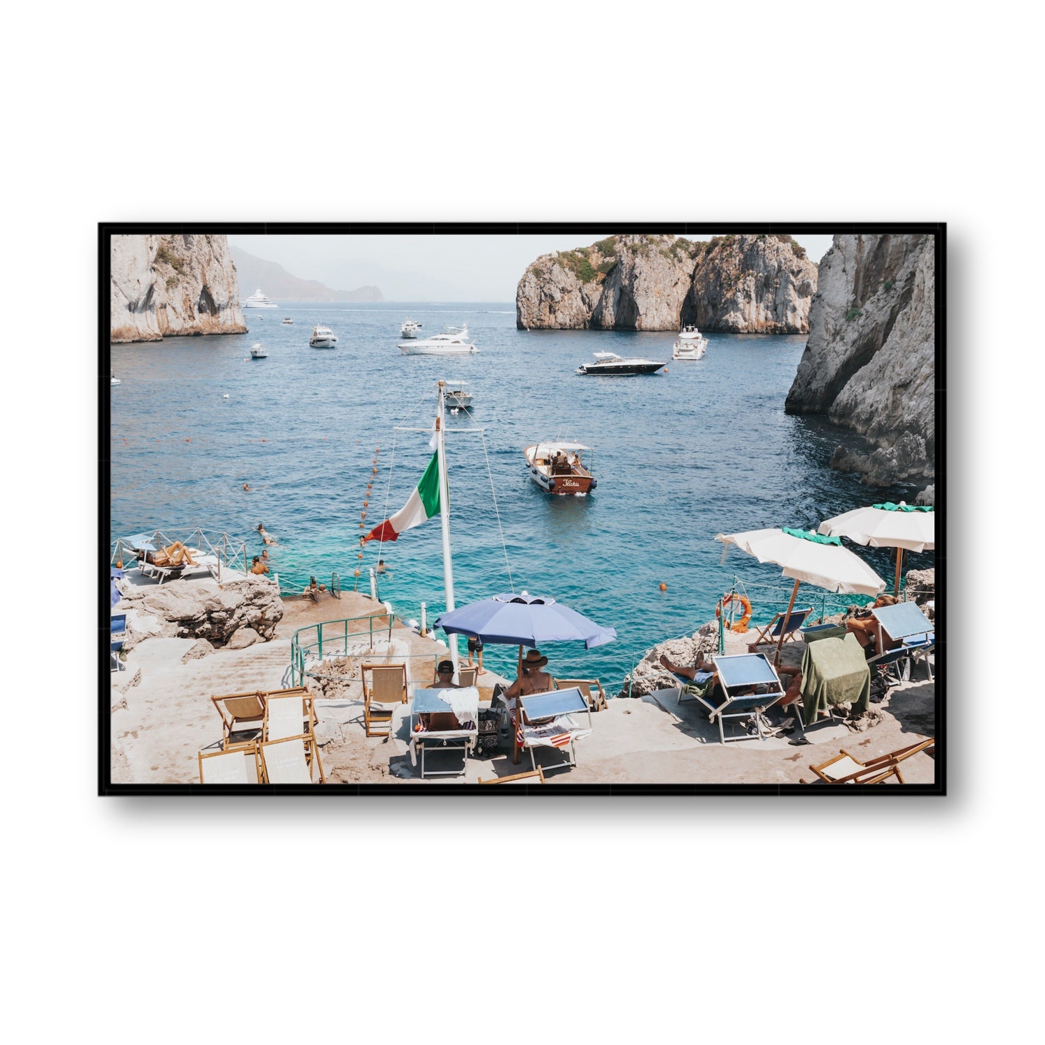 Smooth Sailing fine art print, Capri, Italy, Statement, Black Float Frame, Fine Art Canvas