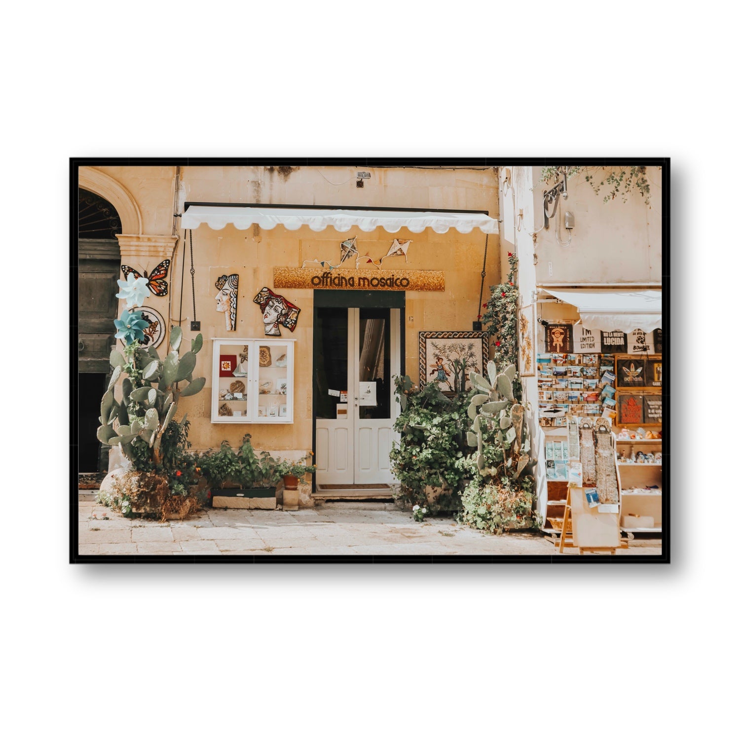 Mosaic Workshop Puglia Italian wall art Statement fine art canvas in black float frame