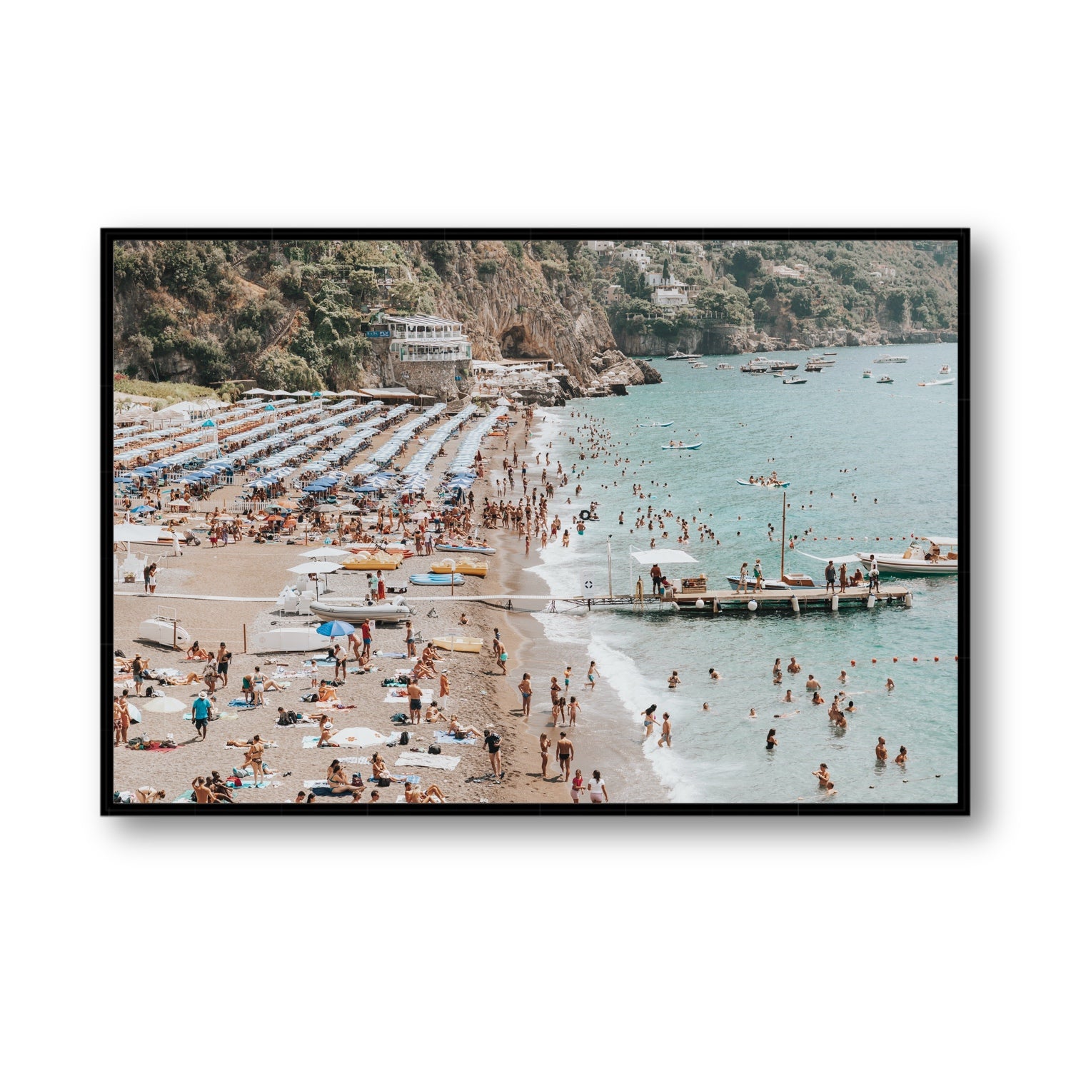 Vista Costiera fine art print, Positano, Italy, Statement, Black Float Frame, Fine Art Canvas