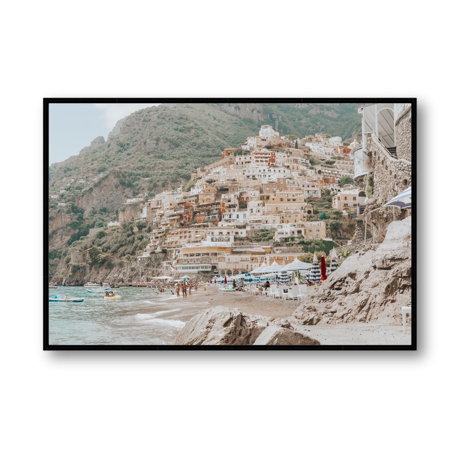 Sogno di Positano fine art print, Positano, Italy, Statement, Black Float Frame, Fine Art Canvas