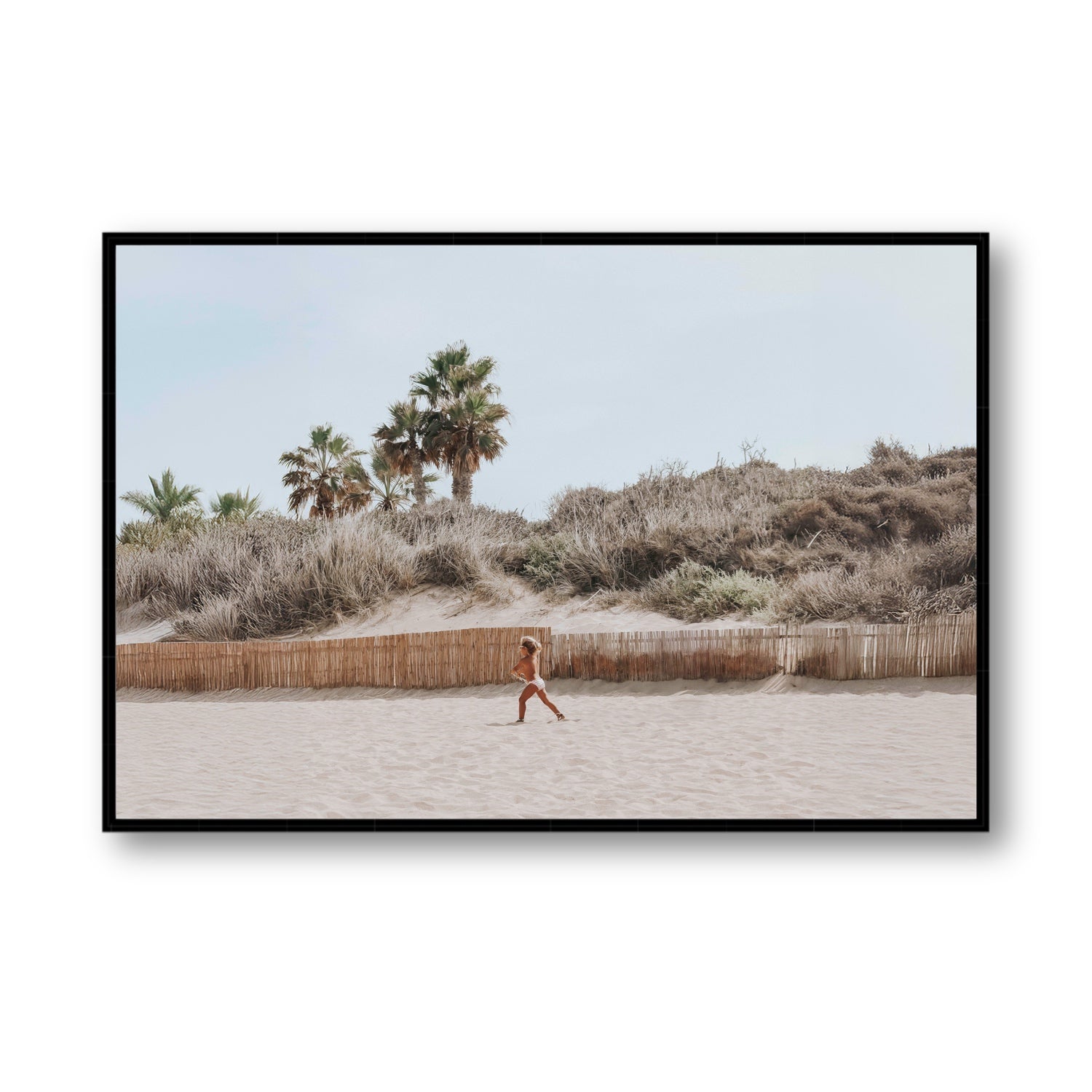 Ragazza Da Spiaggia Puglia beach Italian fine art print Statement fine art canvas in black float frame