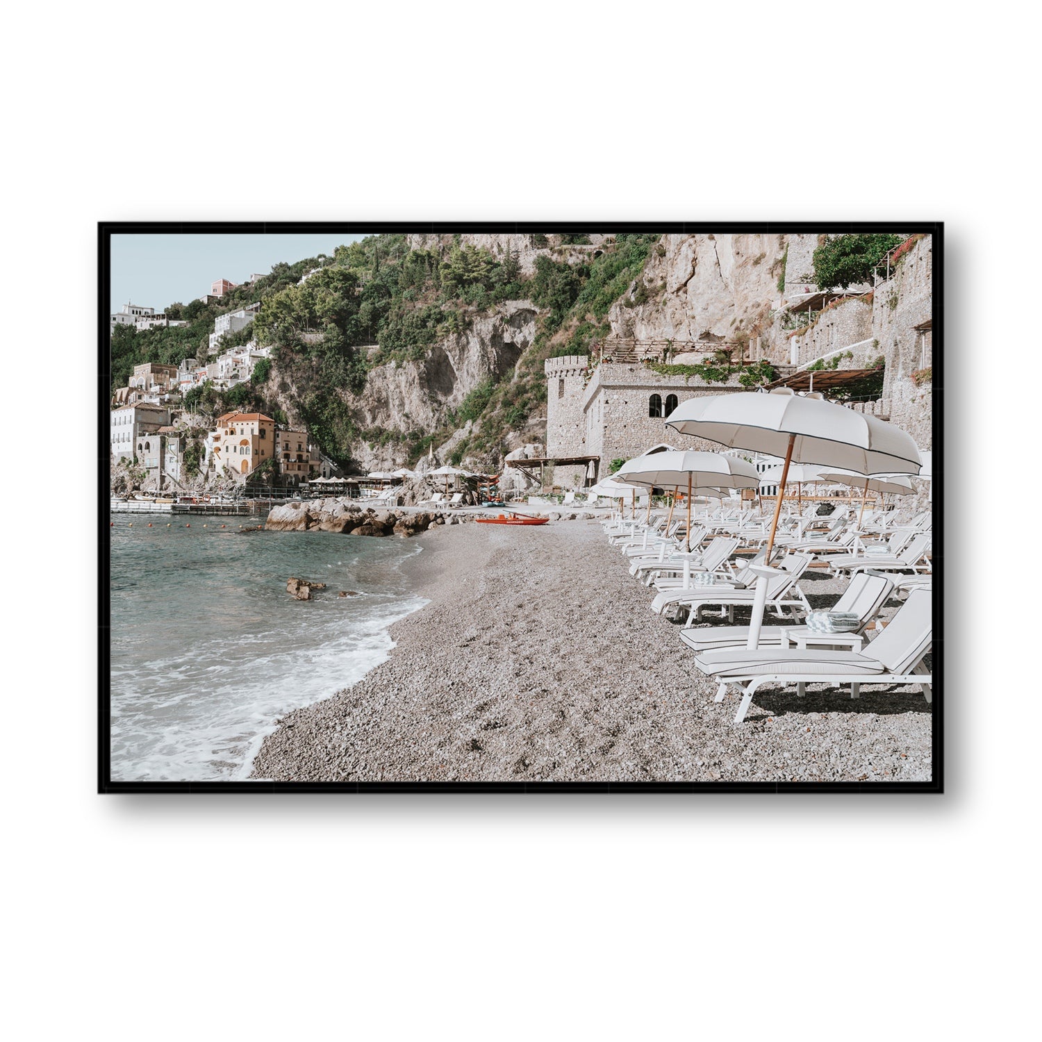 Borgo Santandrea fine art print, Amalfi, Italy, Statement, Black Float Frame, Fine Art Canvas