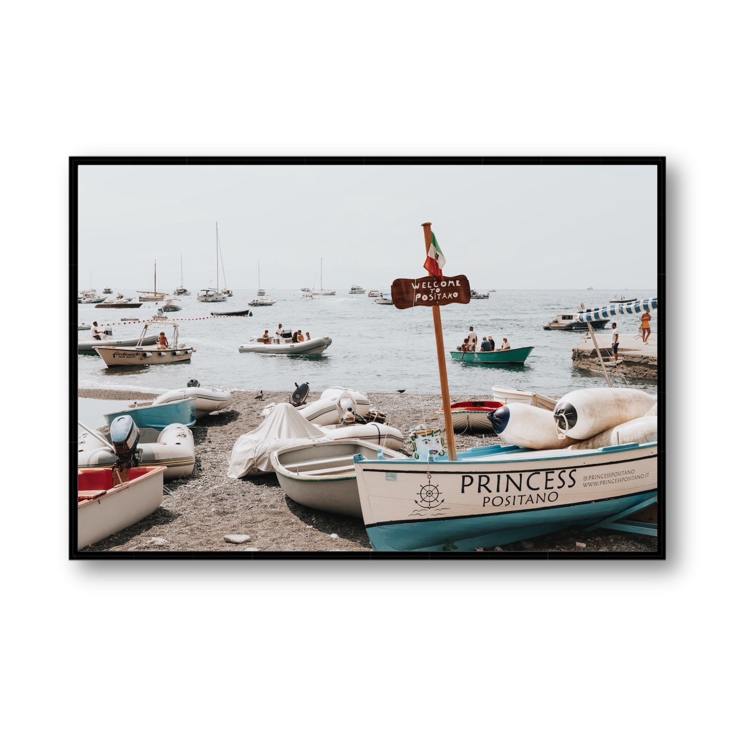 Princess Positano fine art print, Positano, Italy, Statement, Black Float Frame, Fine Art Canvas