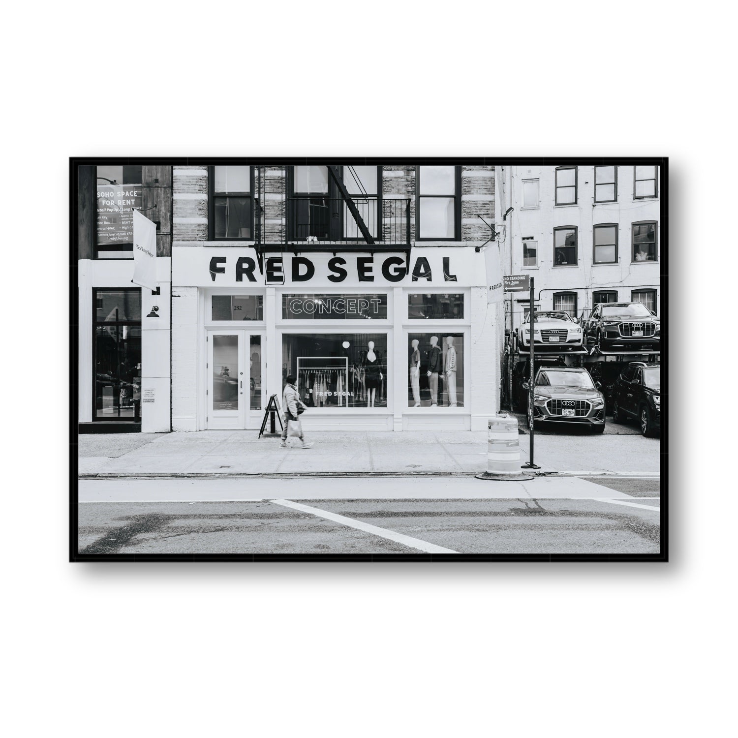 Noir York New York NYC Black & White wall art Statement fine art canvas in black float frame