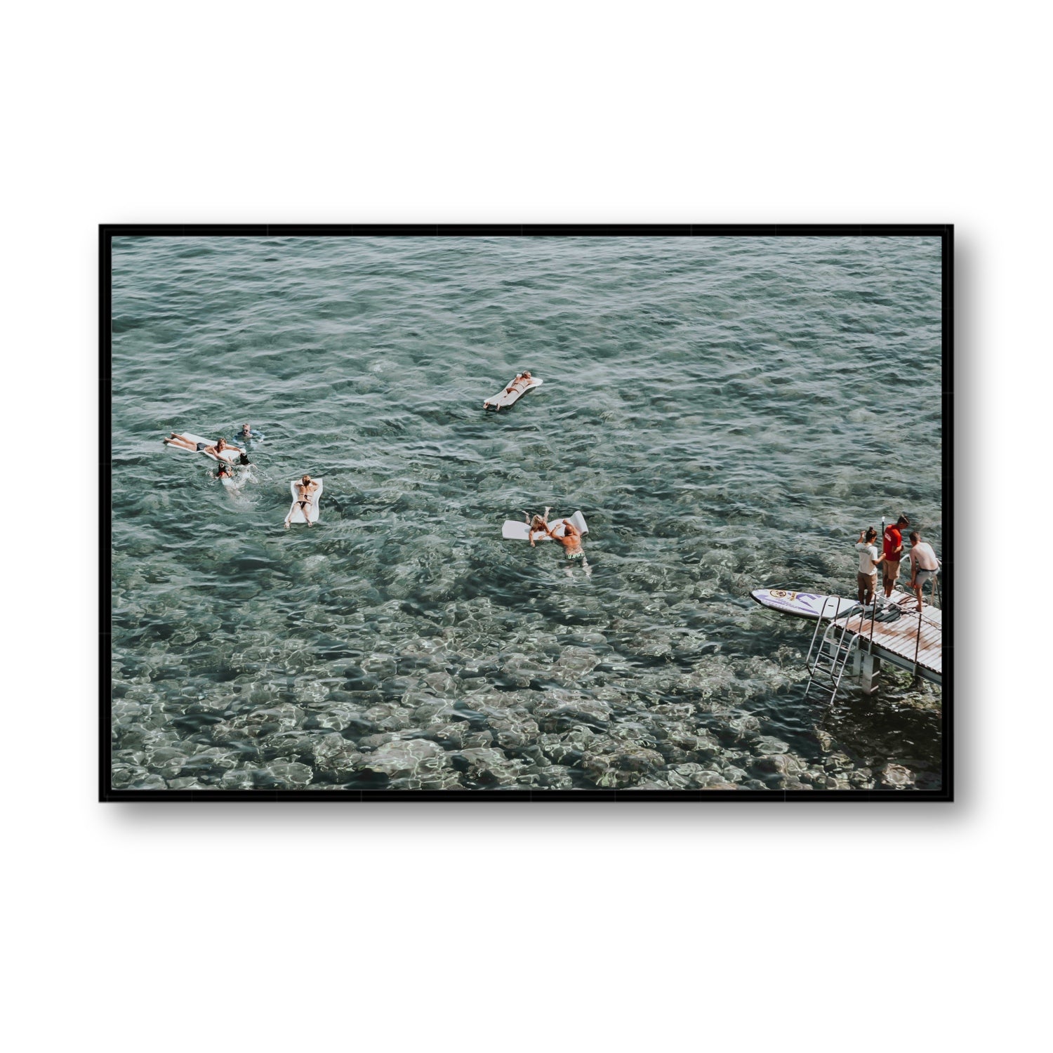 Having A Whale Of A Time Tuscany coastal wall art Statement fine art canvas in black float frame