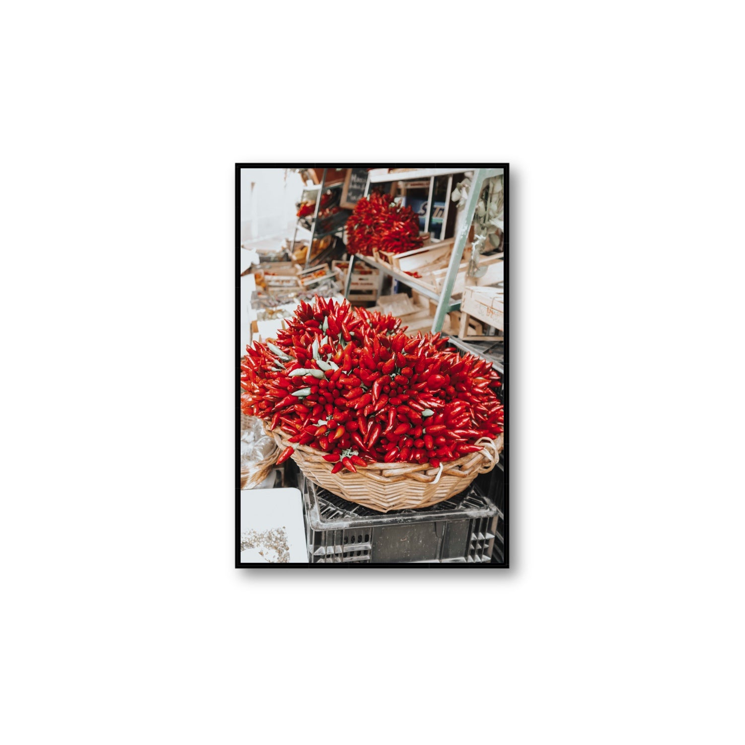 Spicy Bunch Puglia Italian wall art Large fine art canvas in black float frame