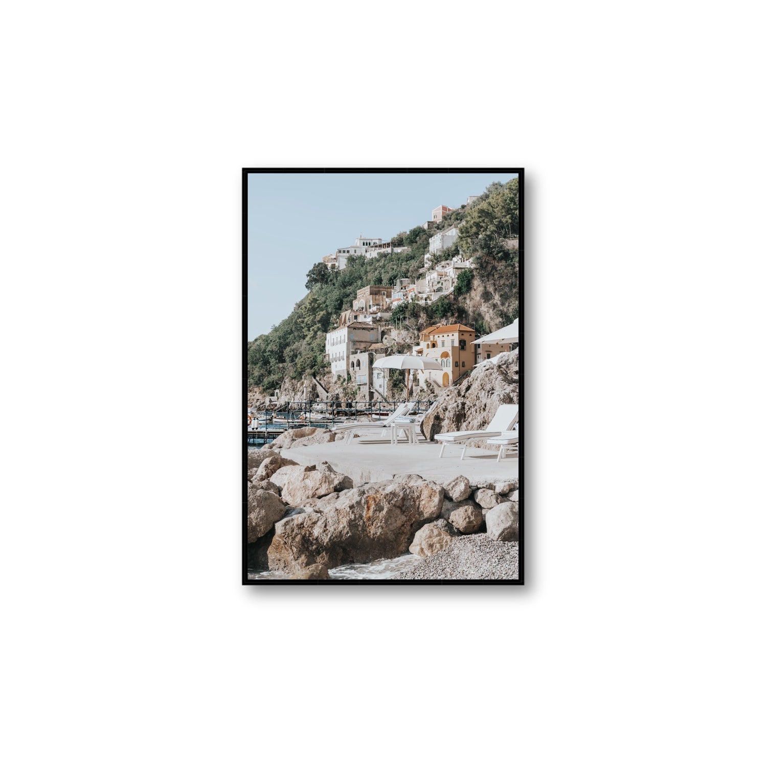 Dolce Coast Amalfi travel photography wall art large fine art canvas in black float frame