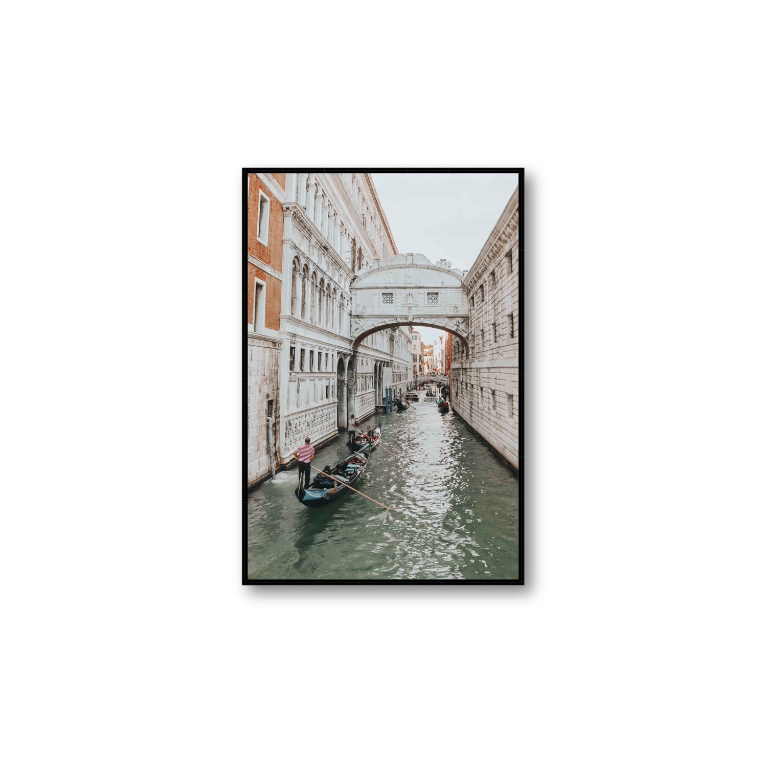 Bridge of Sighs Venice Gondola Italian wall art Large fine art canvas in black float frame