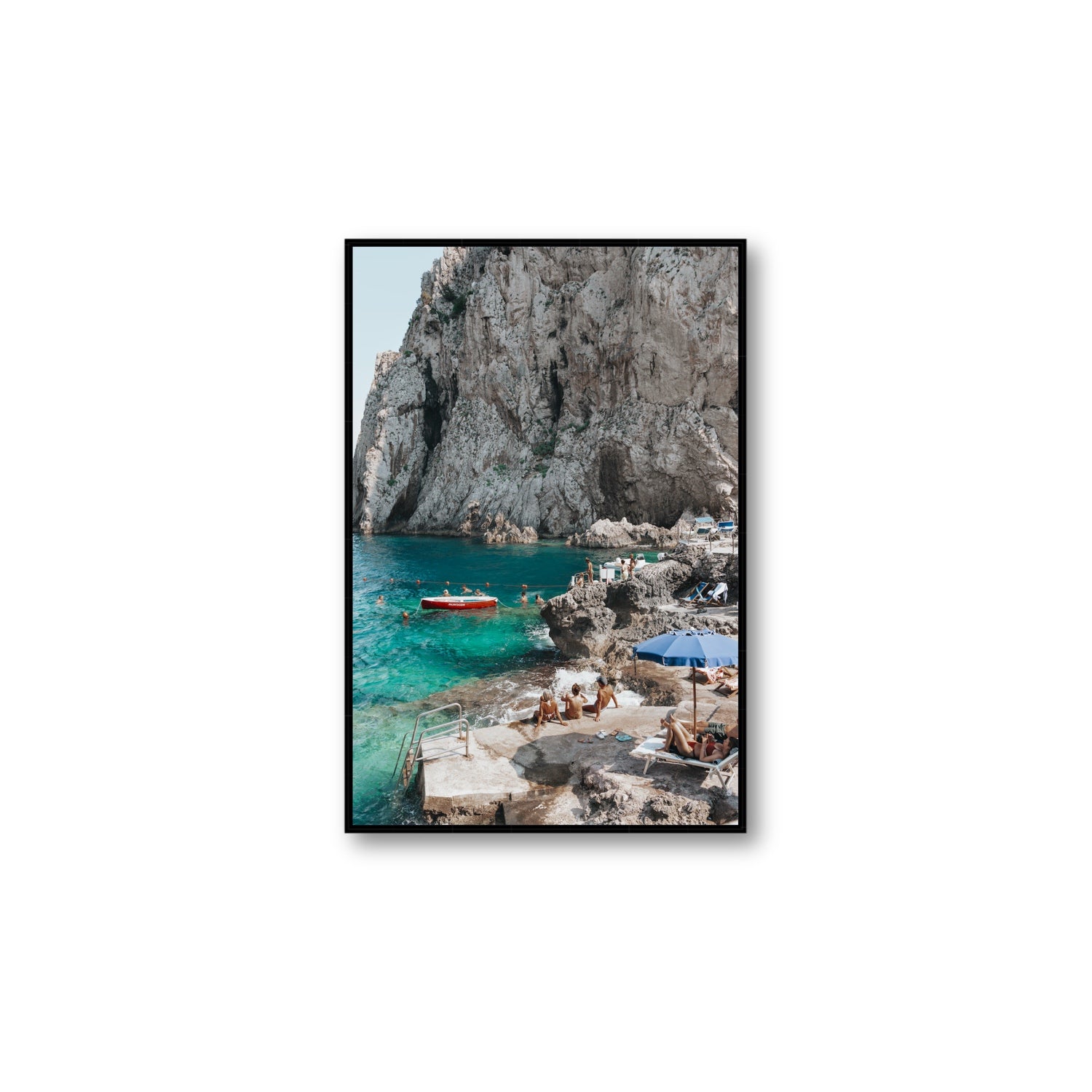 Tranquility fine art print, Capri, Italy, Large, Black Float Frame, Fine Art Canvas