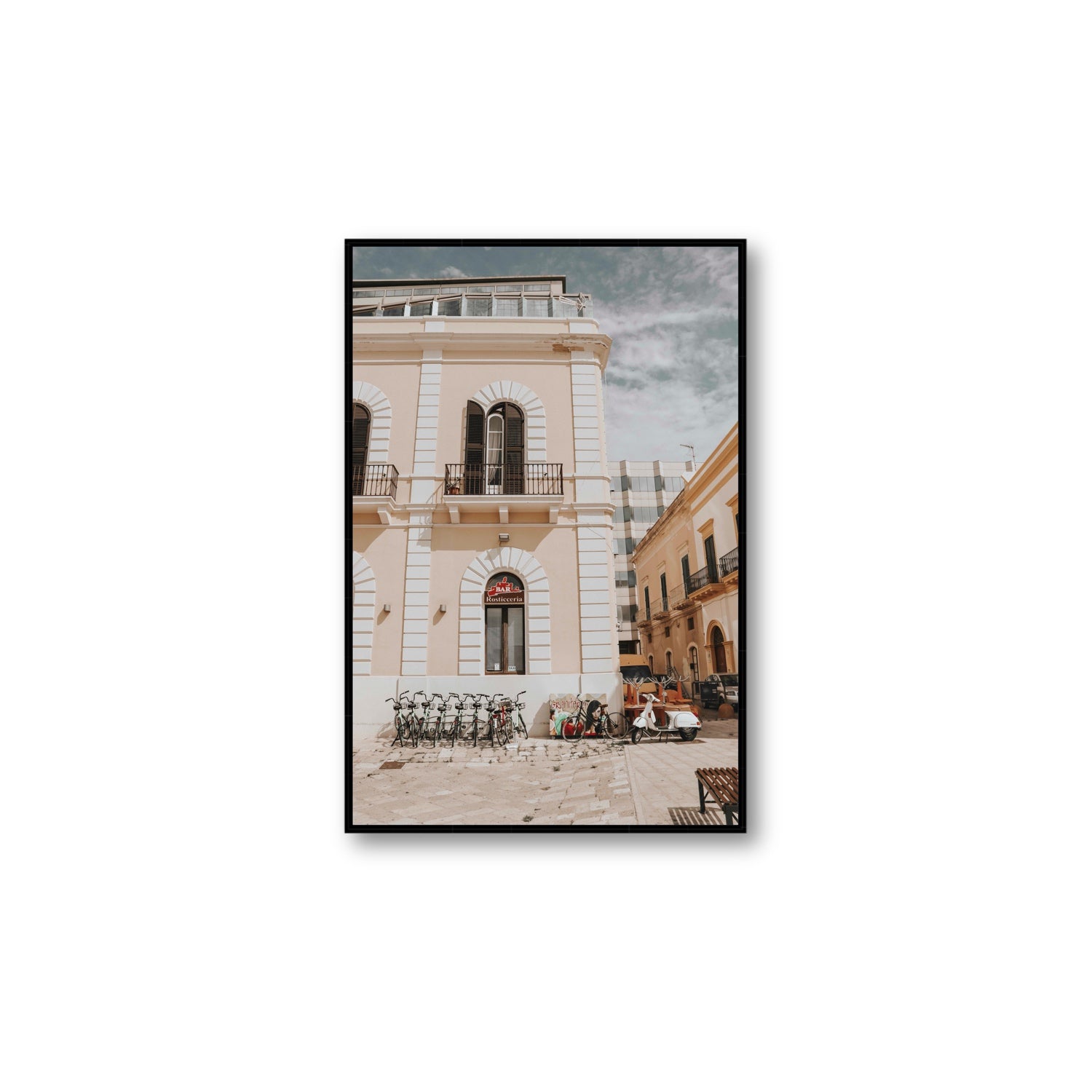 Rosticceria Puglia Italian wall art Large fine art canvas in black float frame