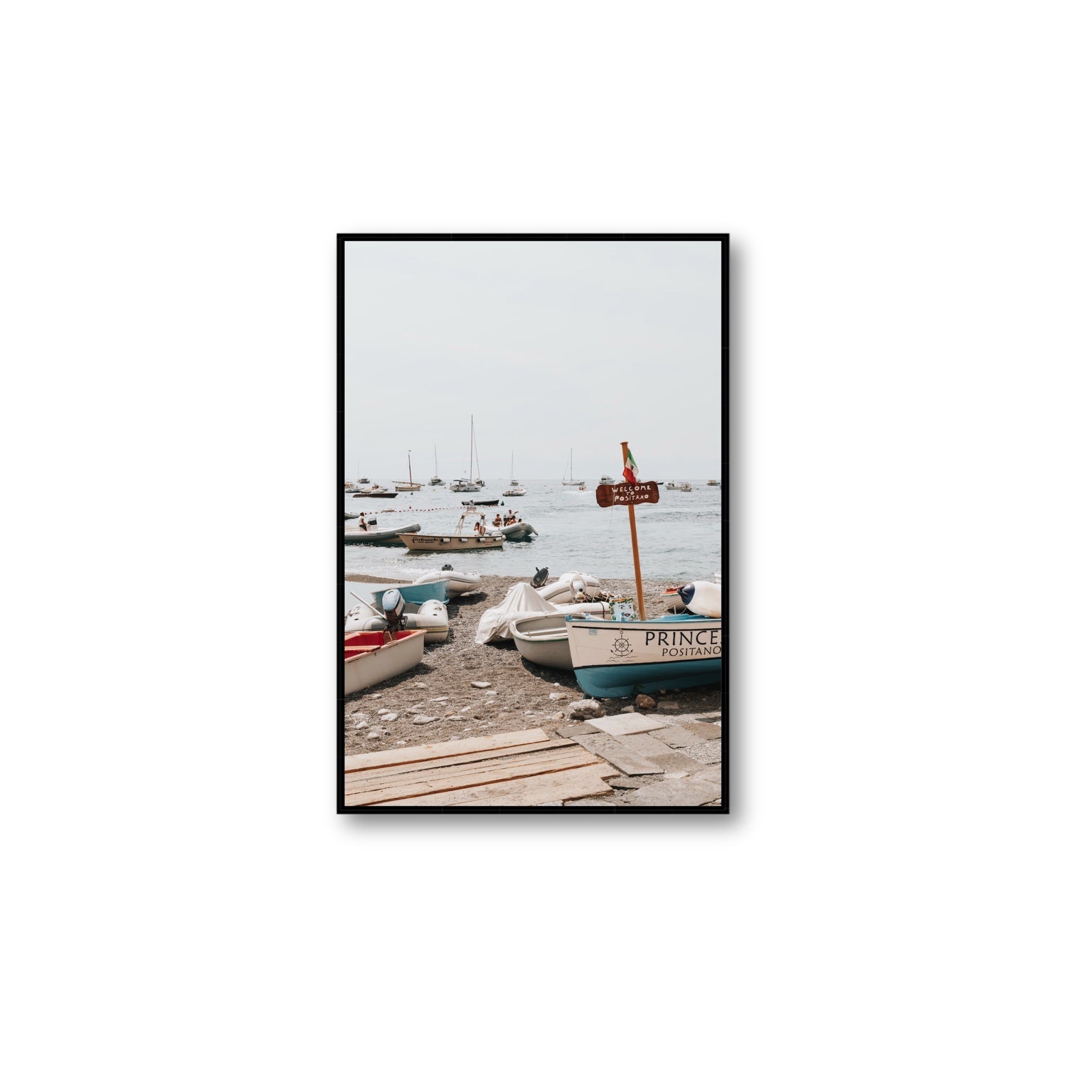 Coming Home fine art print, Positano, Italy, Large, Black Float Frame, Fine Art Canvas