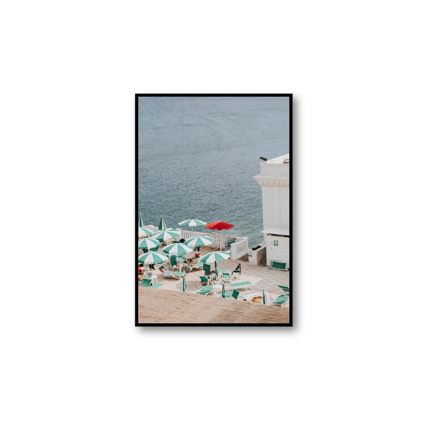 Lido Italiano Puglia beach Italian wall art Large fine art canvas in black float frame
