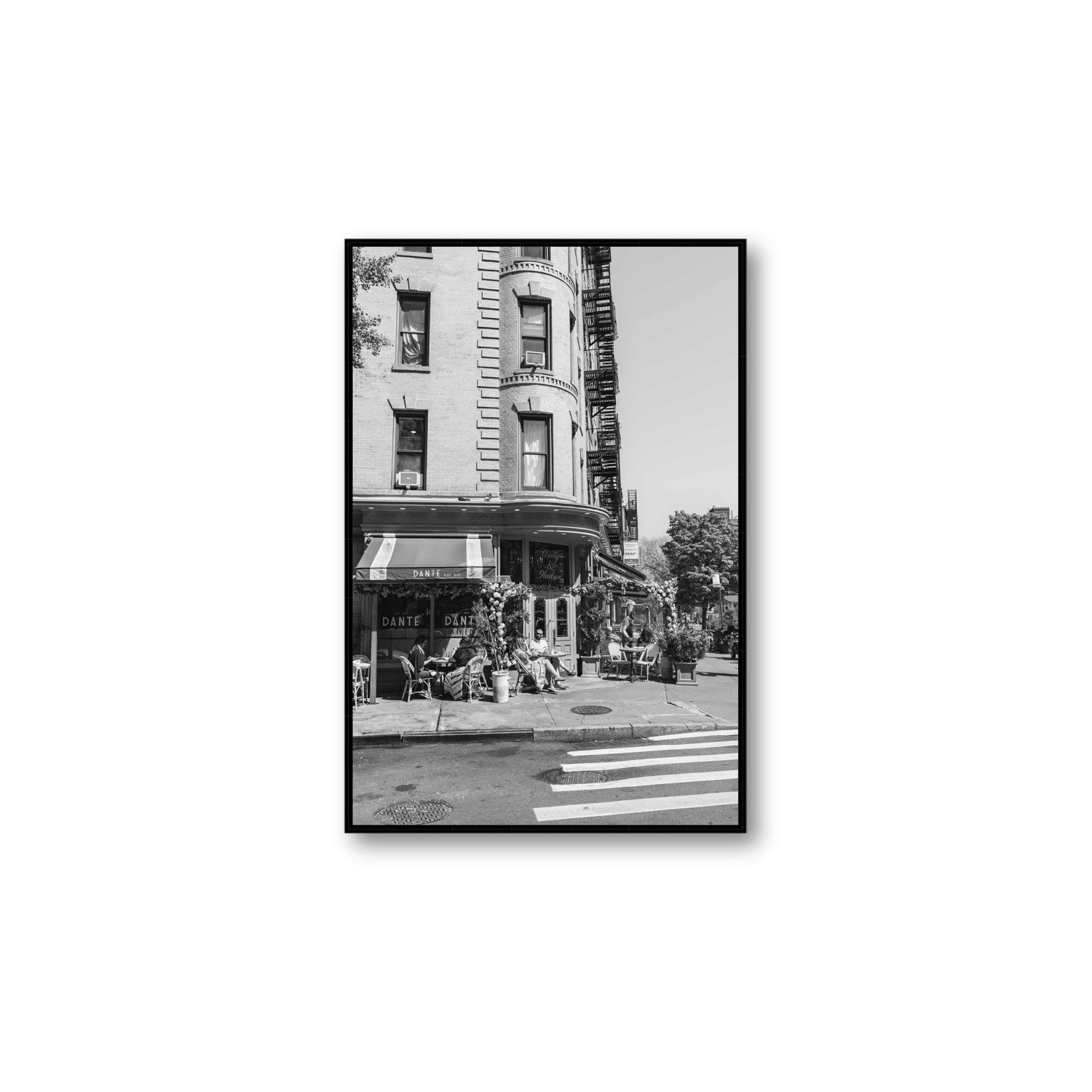 Sunny Soiree New York NYC Black & White wall art Large fine art canvas in black float frame