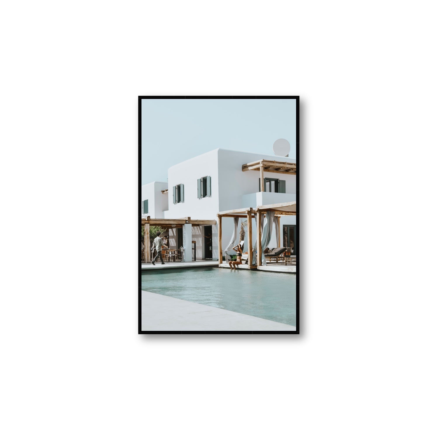 Aphrodite Mykonos Greek island wall art Large fine art canvas in black float frame