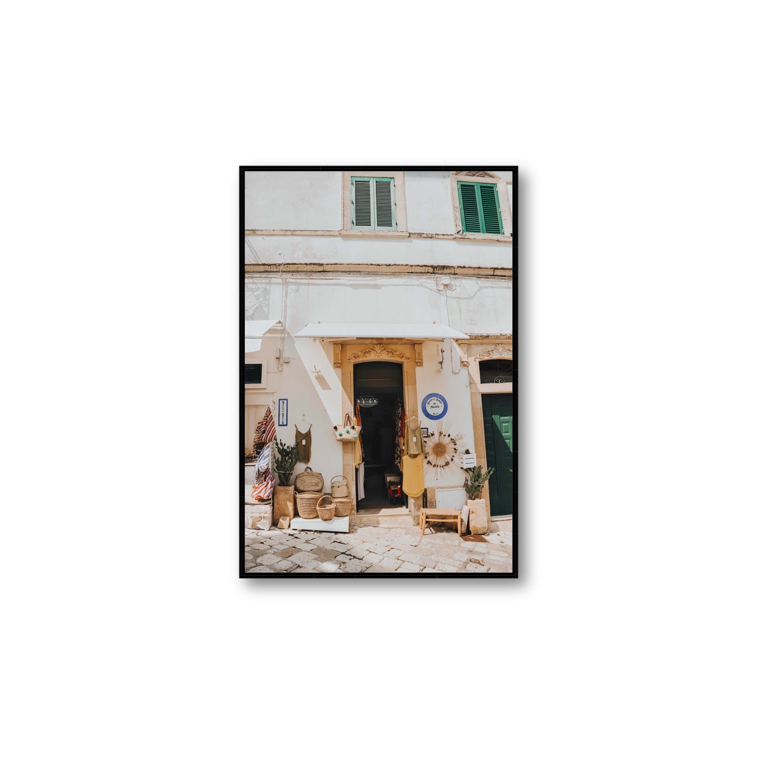 Artisan Ambience Puglia Italian wall art Large fine art canvas in black float frame