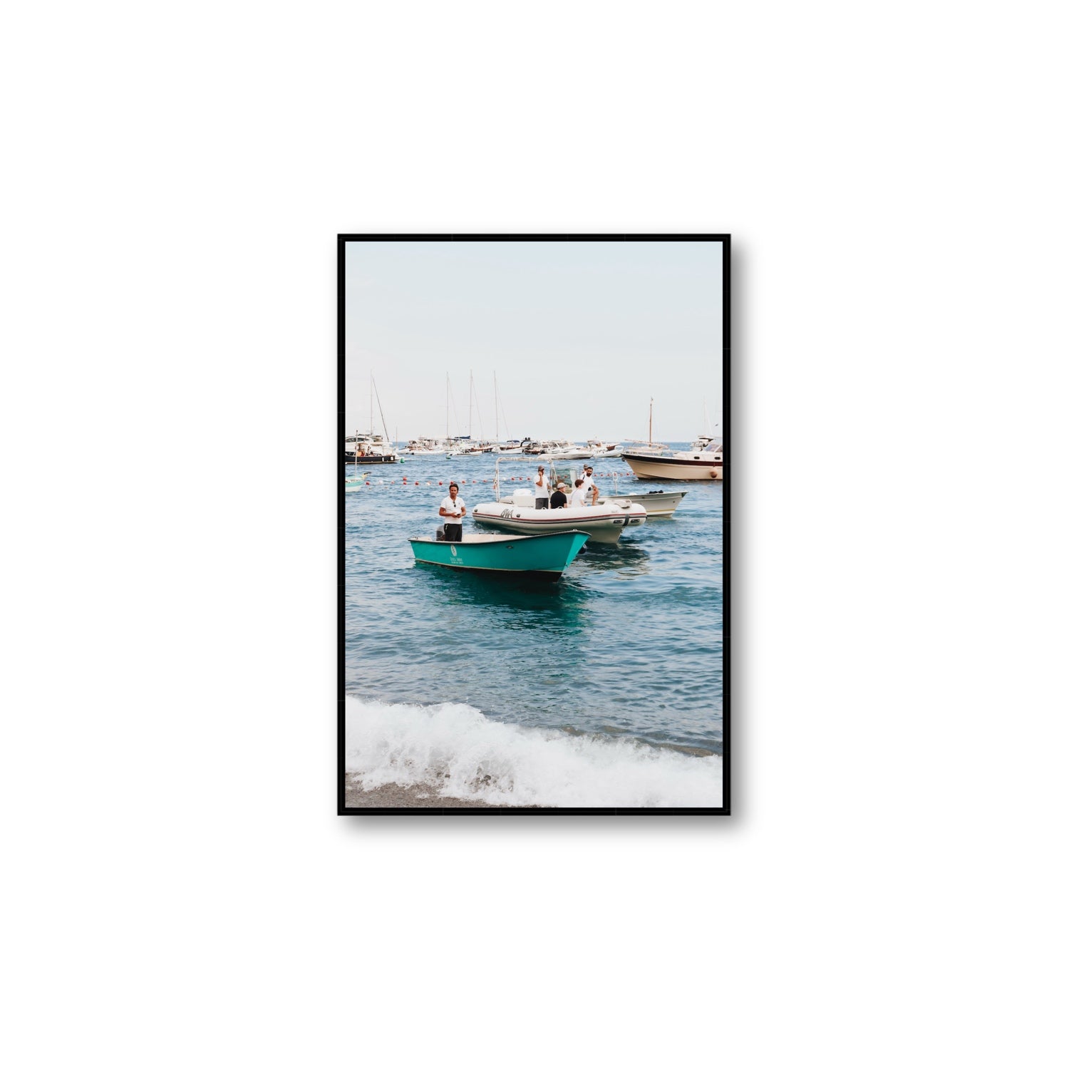 Twilight Tenders Positano wall art Large fine art canvas in black float frame