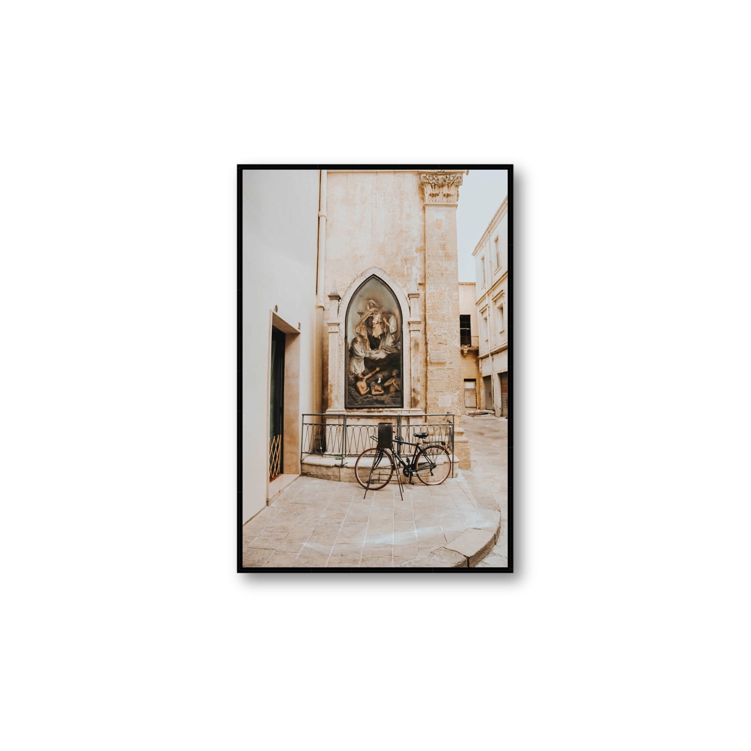 La Chiesa Puglia Otranto Italian wall art Large fine art canvas in black float frame