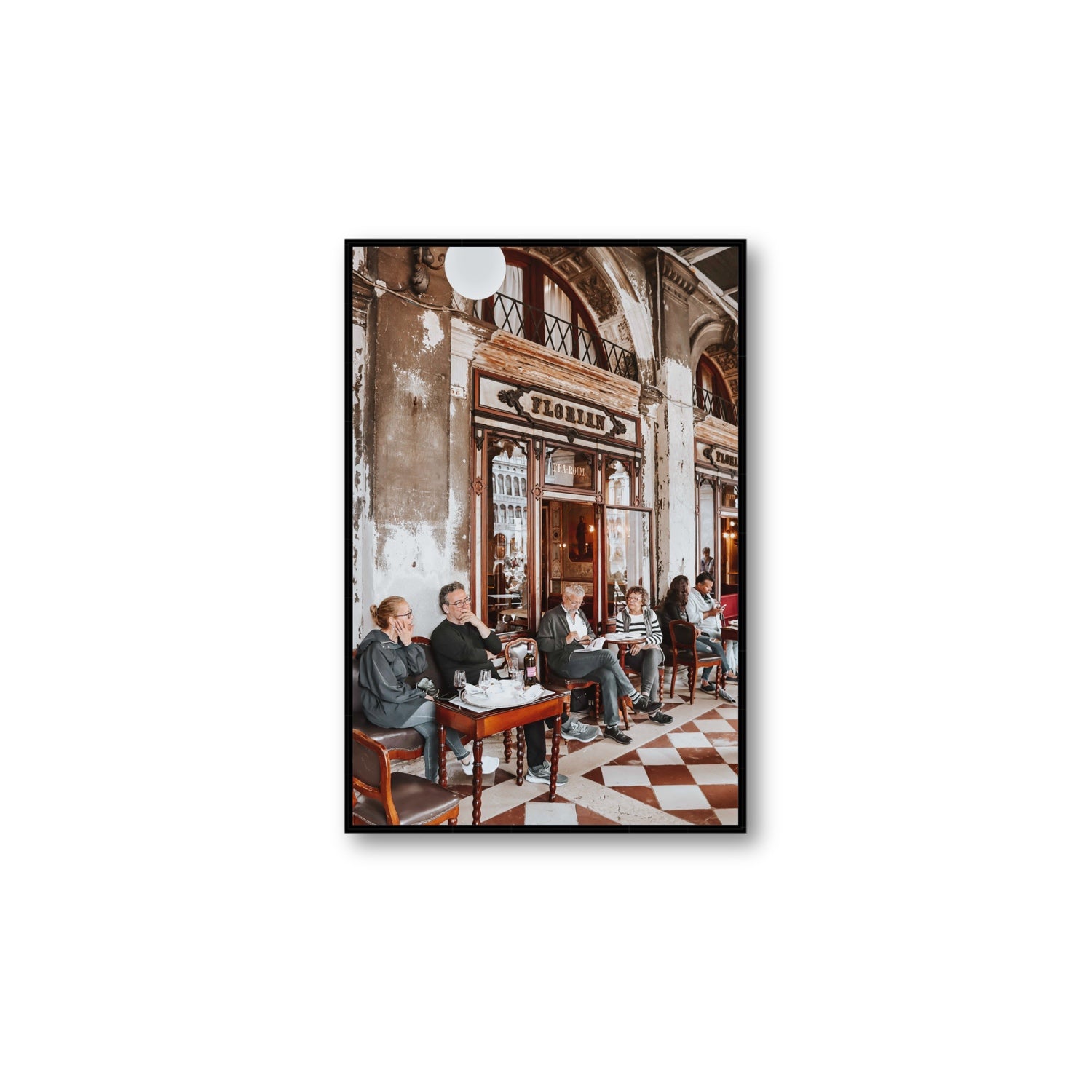 Tea Room Venice Italian wall art Large fine art canvas in black float frame