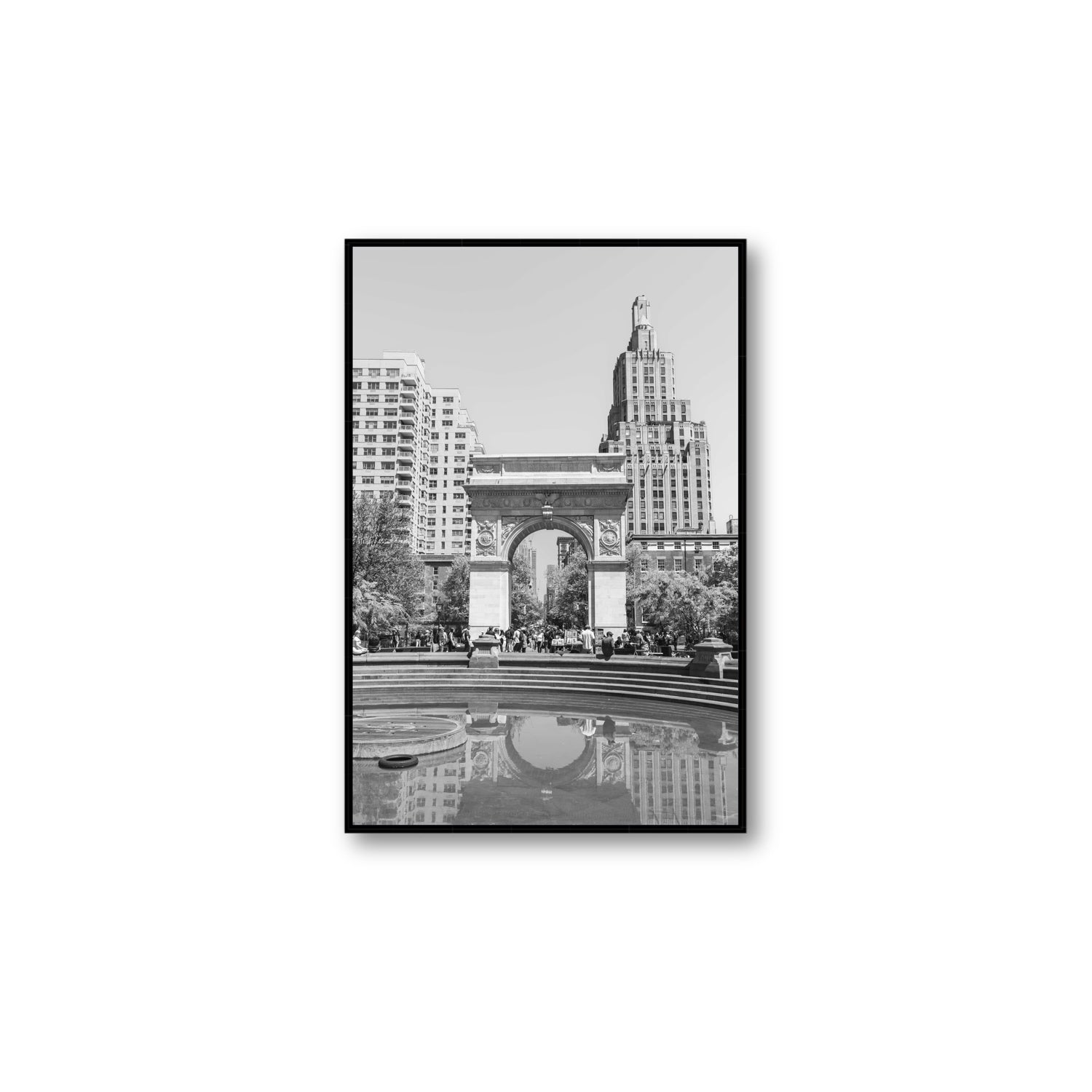 Washington Skyline New York NYC Black & White wall art Large fine art canvas in black float frame