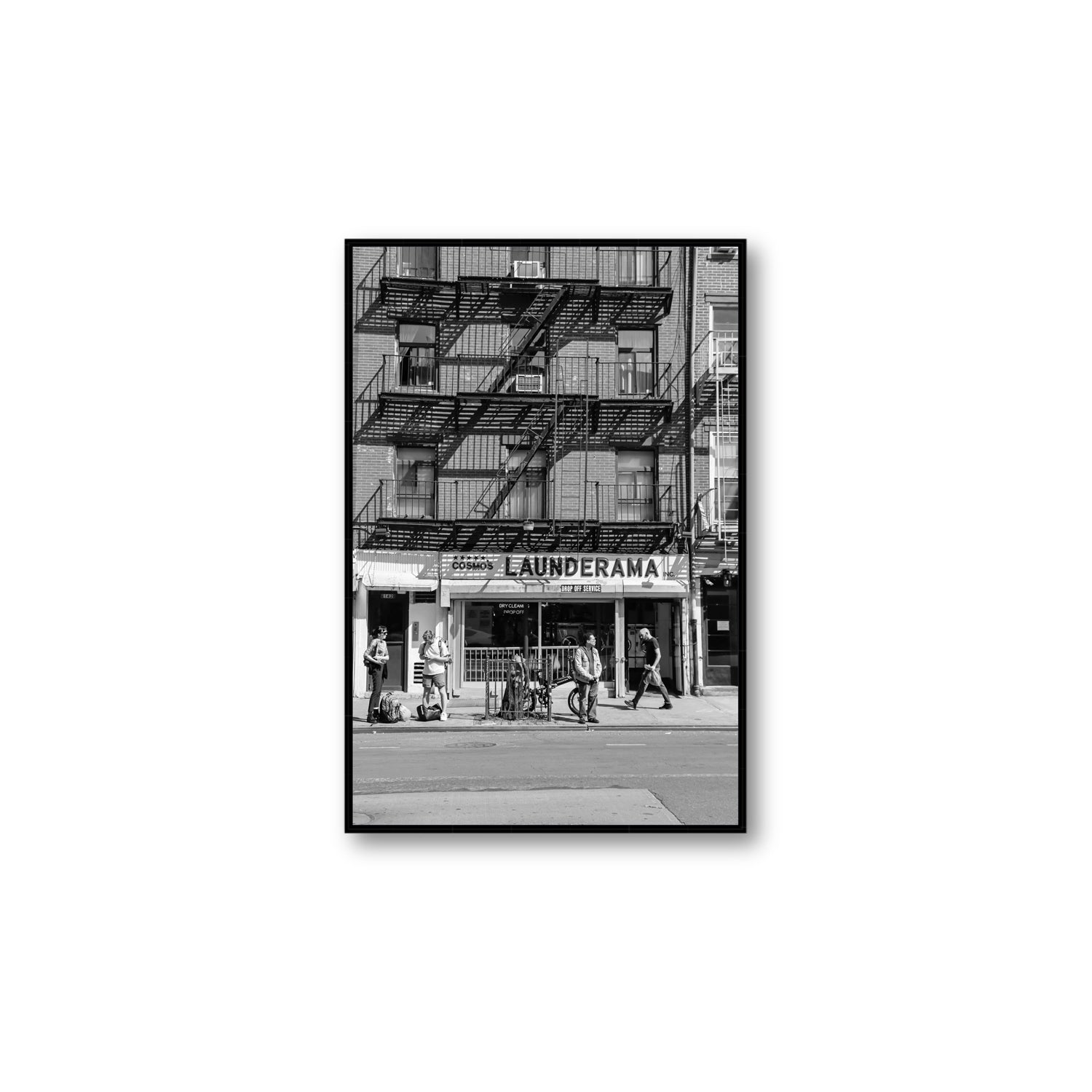 Bus Stop New York NYC Black & White wall art Large fine art canvas in black float frame