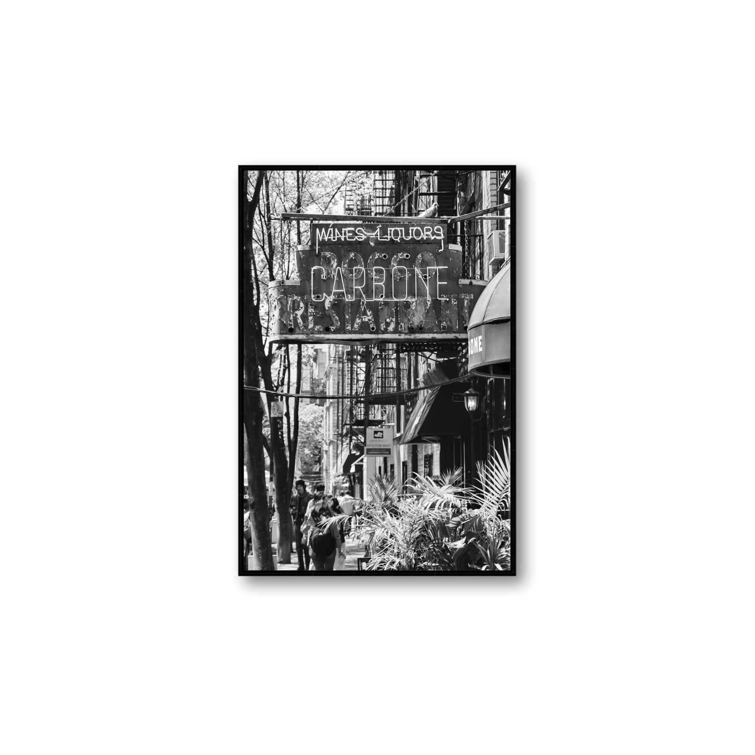 Paparazzi To Pasta New York NYC Black & White wall art Large fine art canvas in black float frame