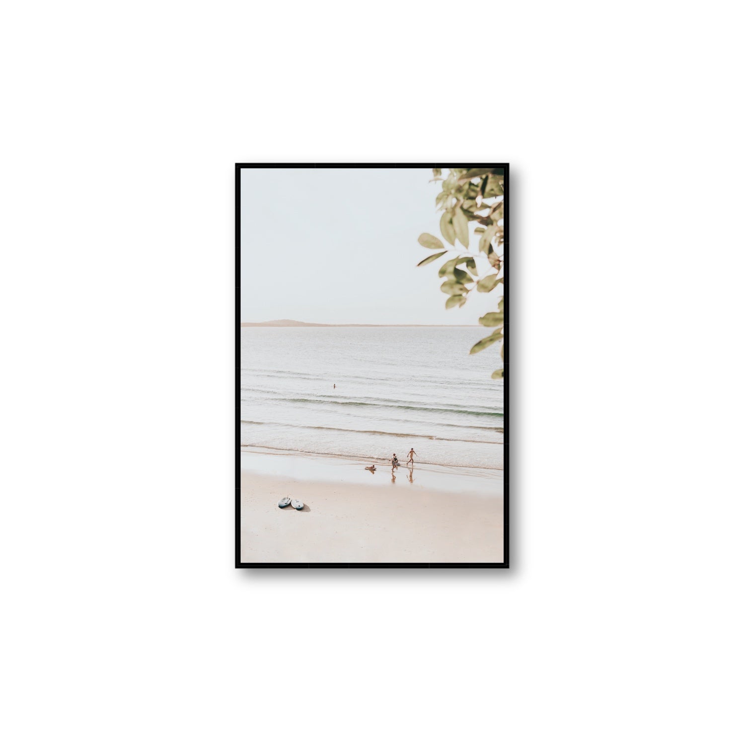 Walking On Sunshine fine art print, Noosa, Australia, coastal scenes artwork, Large, Black Float Frame, Fine Art Canvas