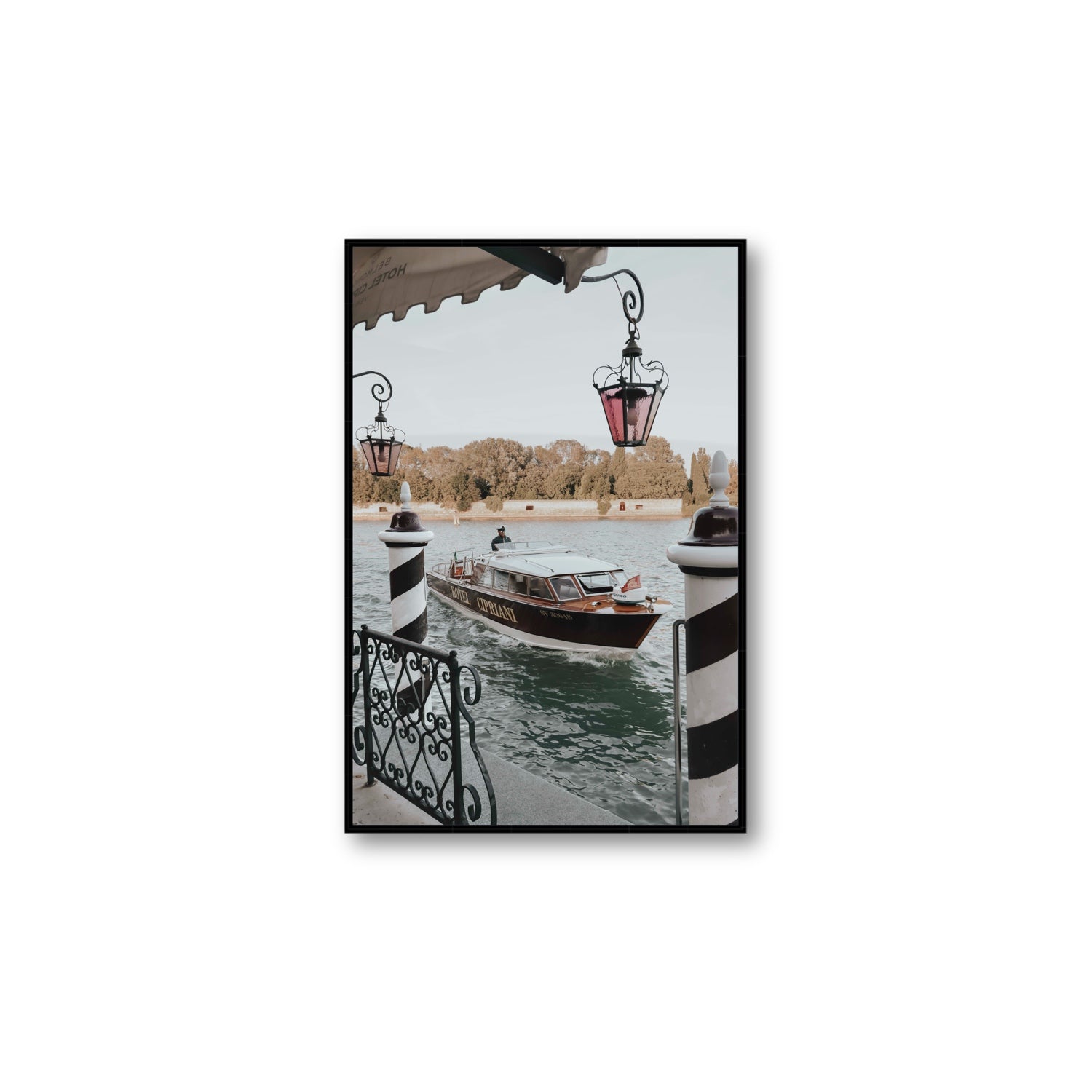 Taxi Shuttle Venice wall art Large fine art canvas in black float frame