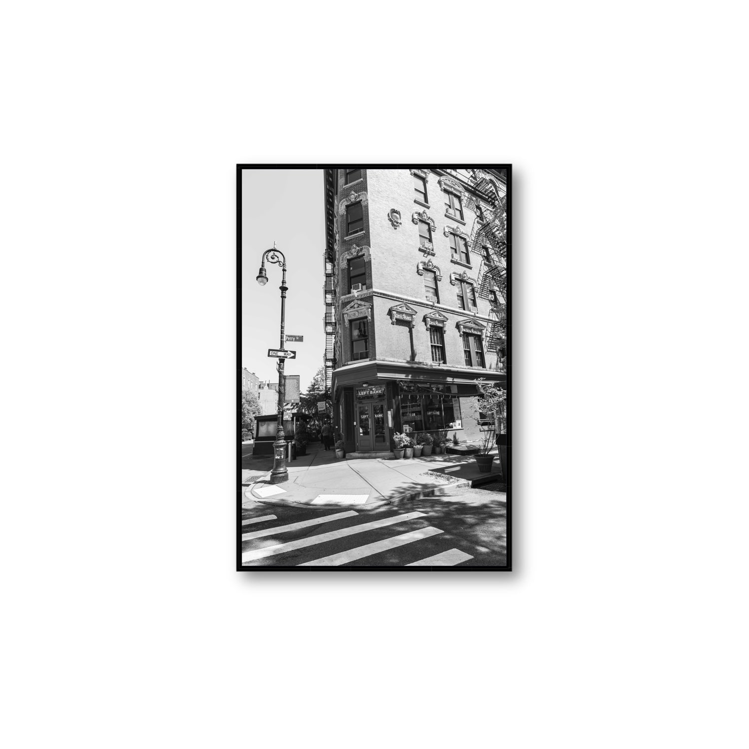 Parisian On Perry New York NYC Black & White wall art Large fine art canvas in black float frame