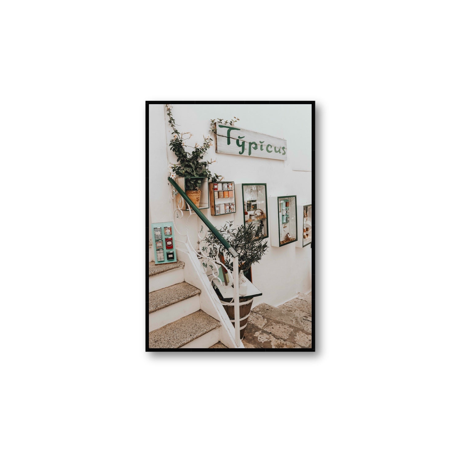 Il Negozio Puglia Ostuni wall art Large fine art canvas in black float frame