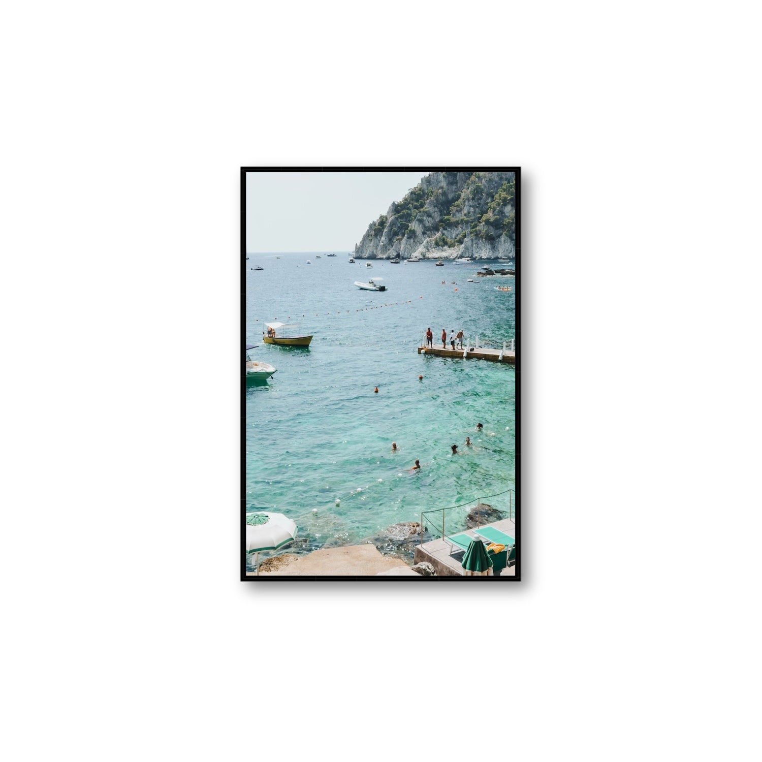 Delizia Pomeridiana Capri coastal wall art Large fine art canvas in black float frame