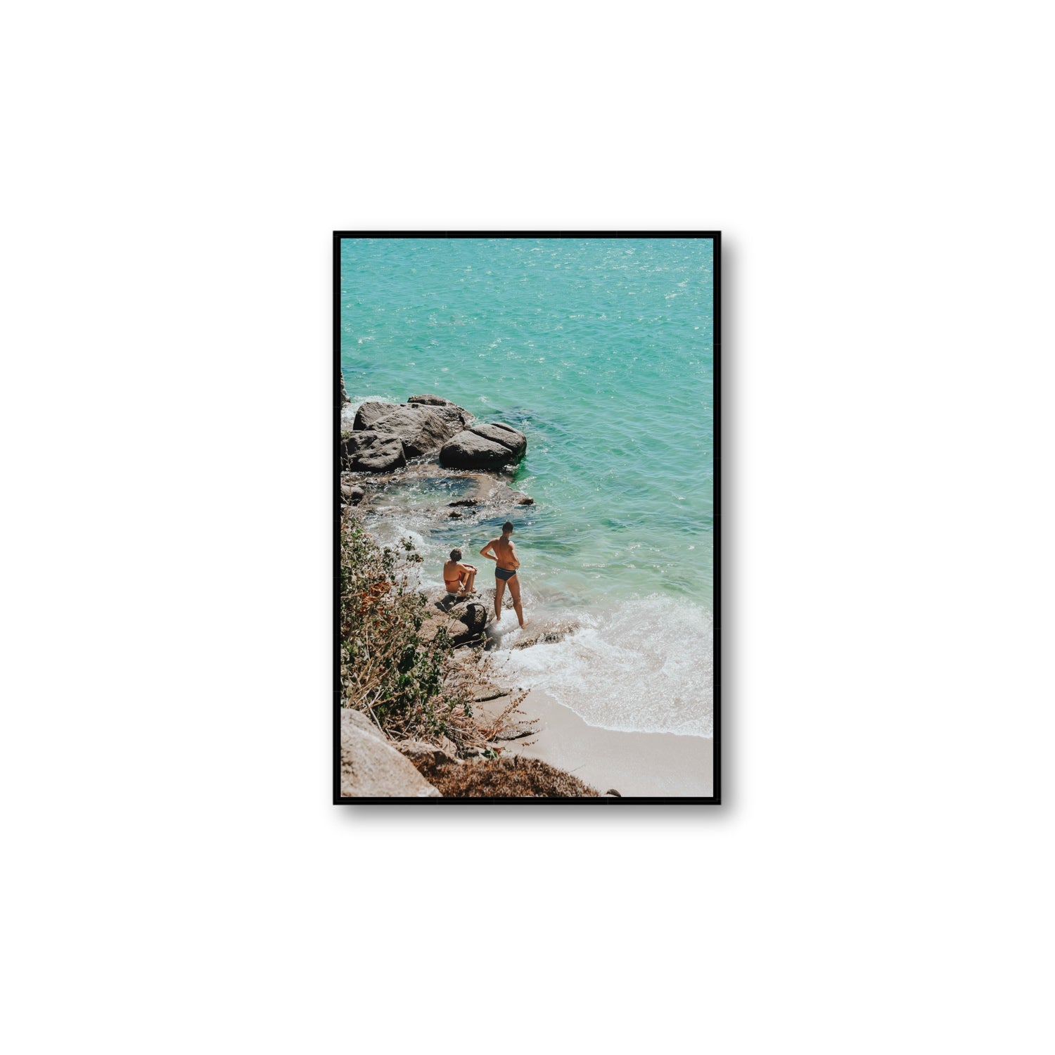 Scene Stealers Mykonos Greek island wall art Large fine art canvas in black float frame