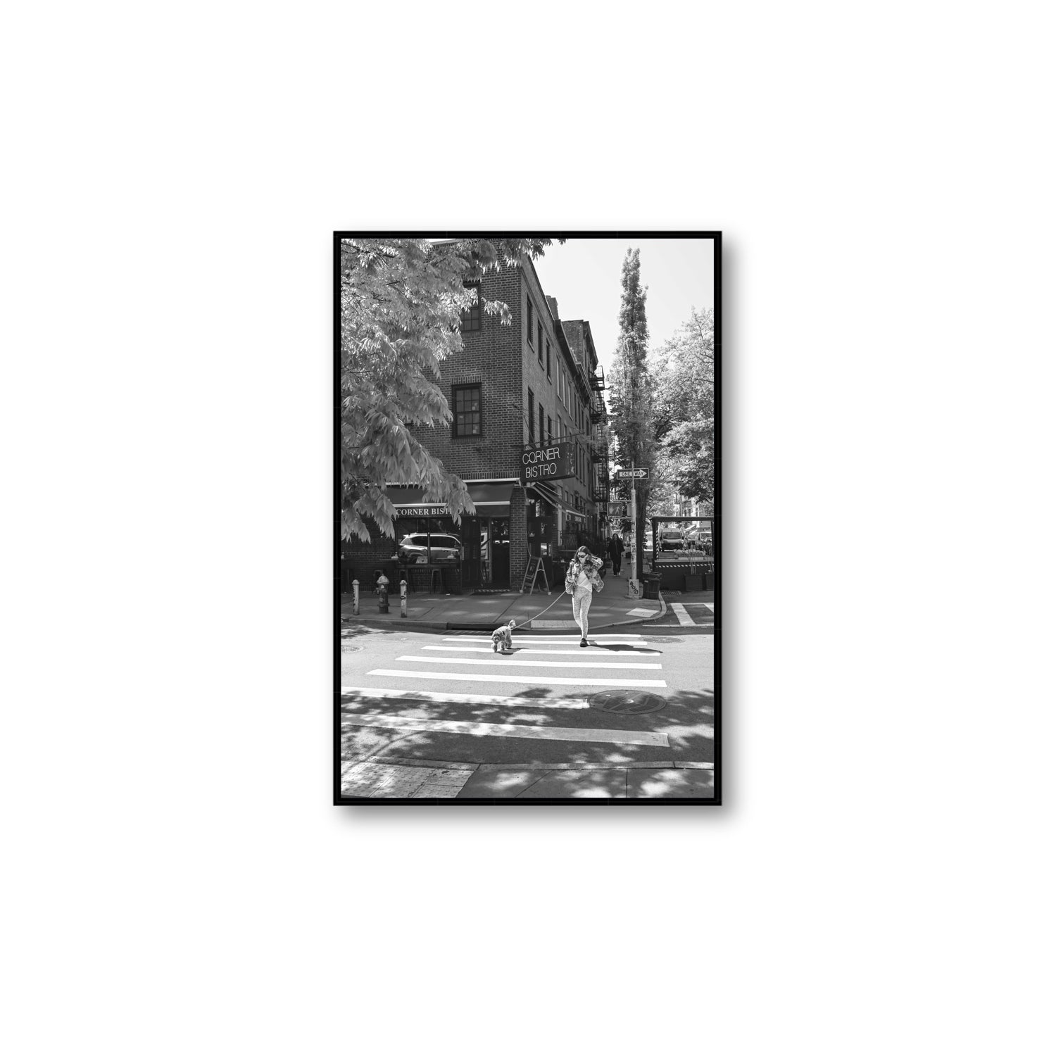 Sunlit Stroll New York NYC Black & White wall art Large fine art canvas in black float frame
