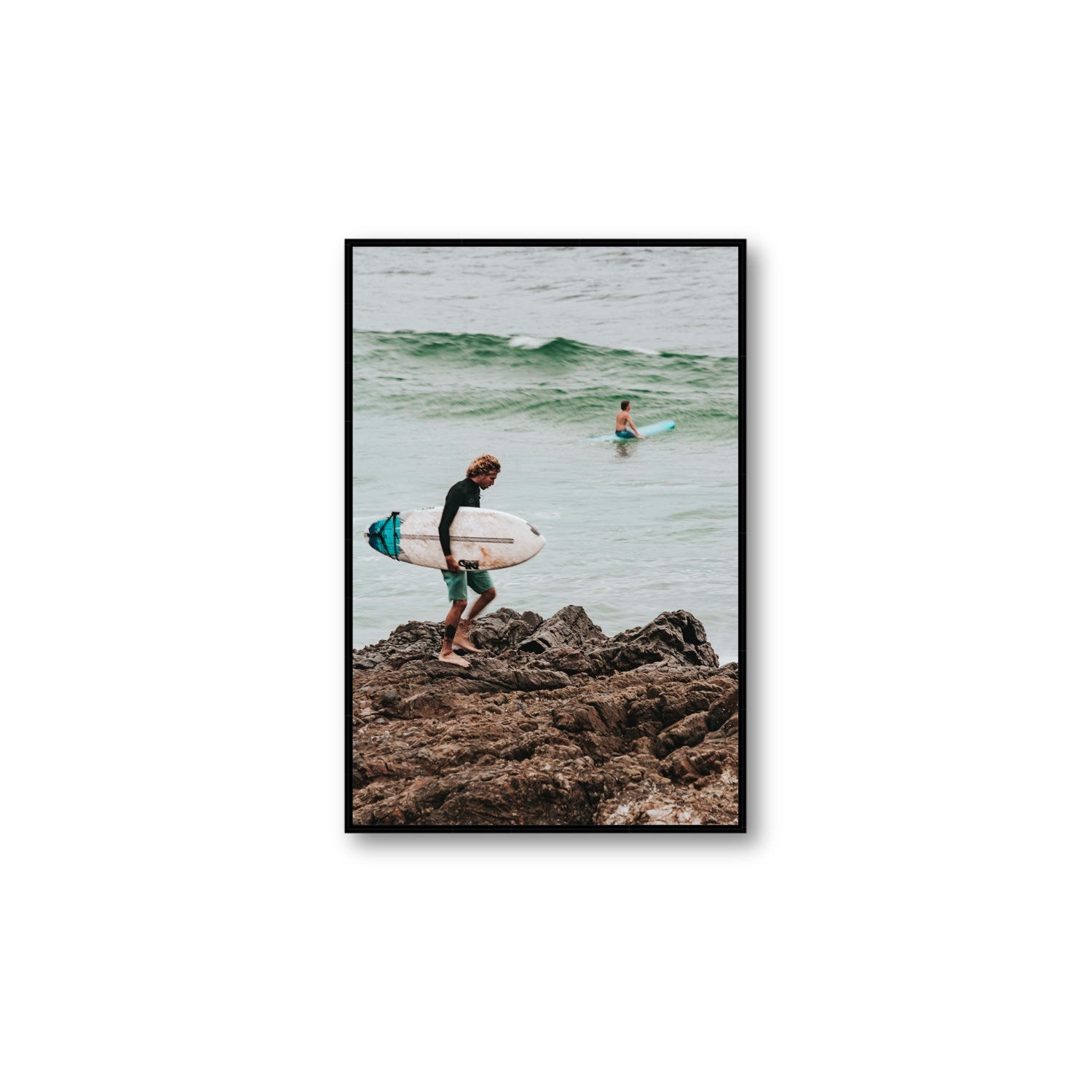 Not All Who Wander Are Lost Byron Bay Surf wall art Large fine art canvas in black float frame