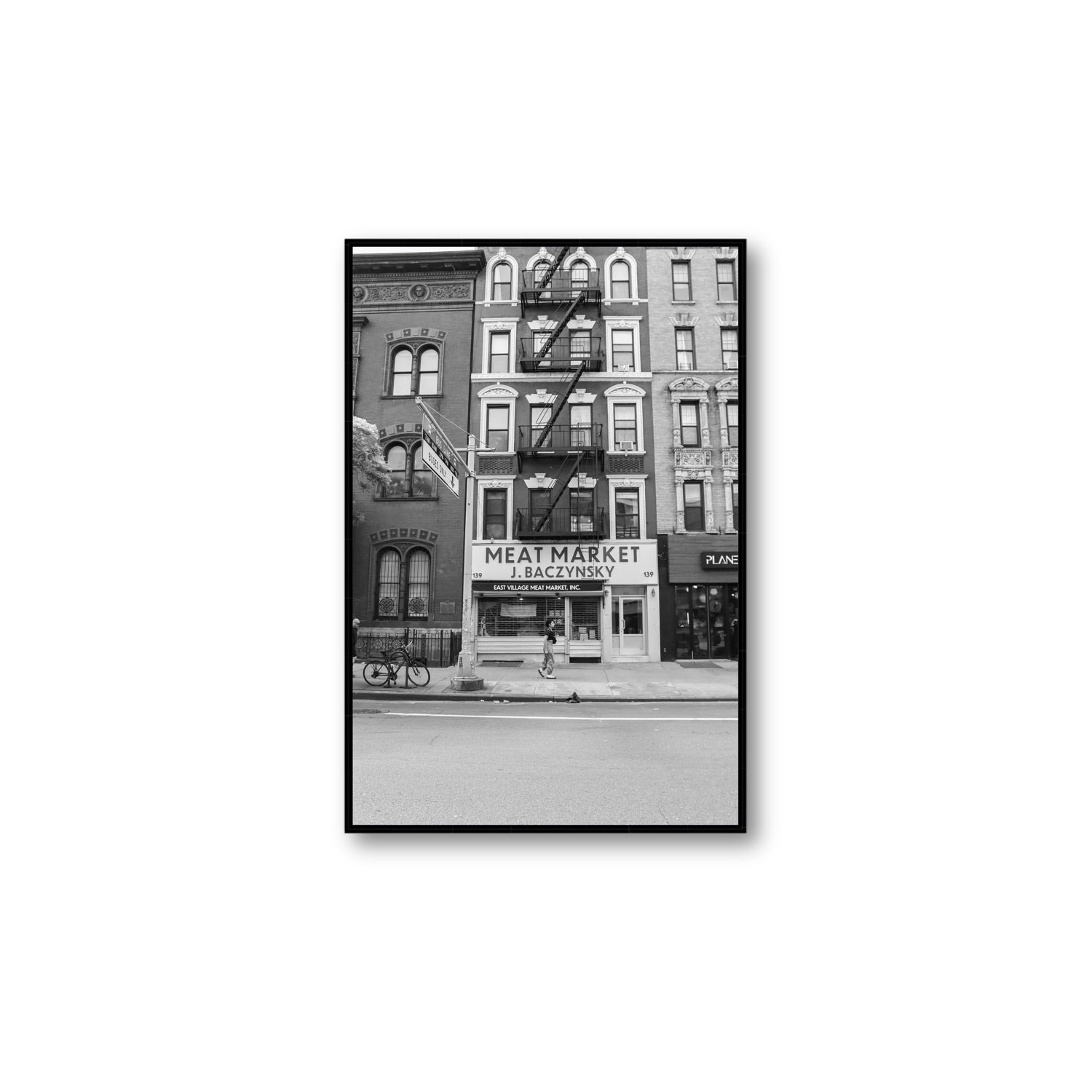 Vertical Village New York NYC Black & White wall art Large fine art canvas in black float frame