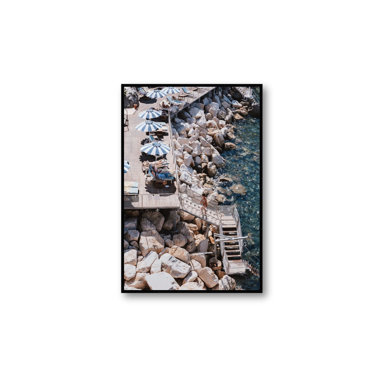 Life On The Shore fine art print, Ischia, Italy, Large, Black Float Frame, Fine Art Canvas